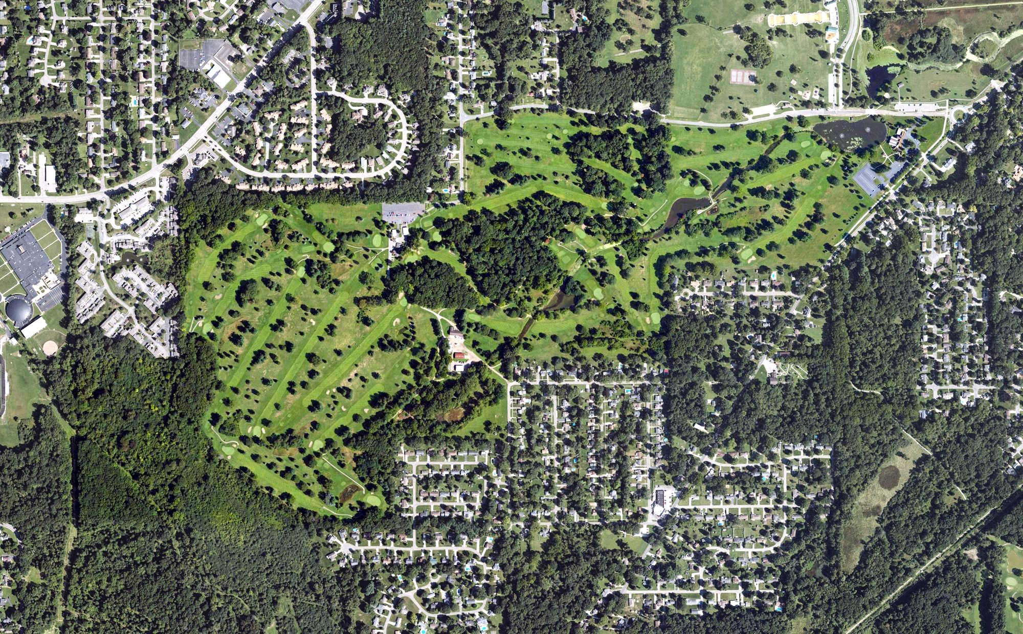 Aerial view of Cascades Golf Course, MI