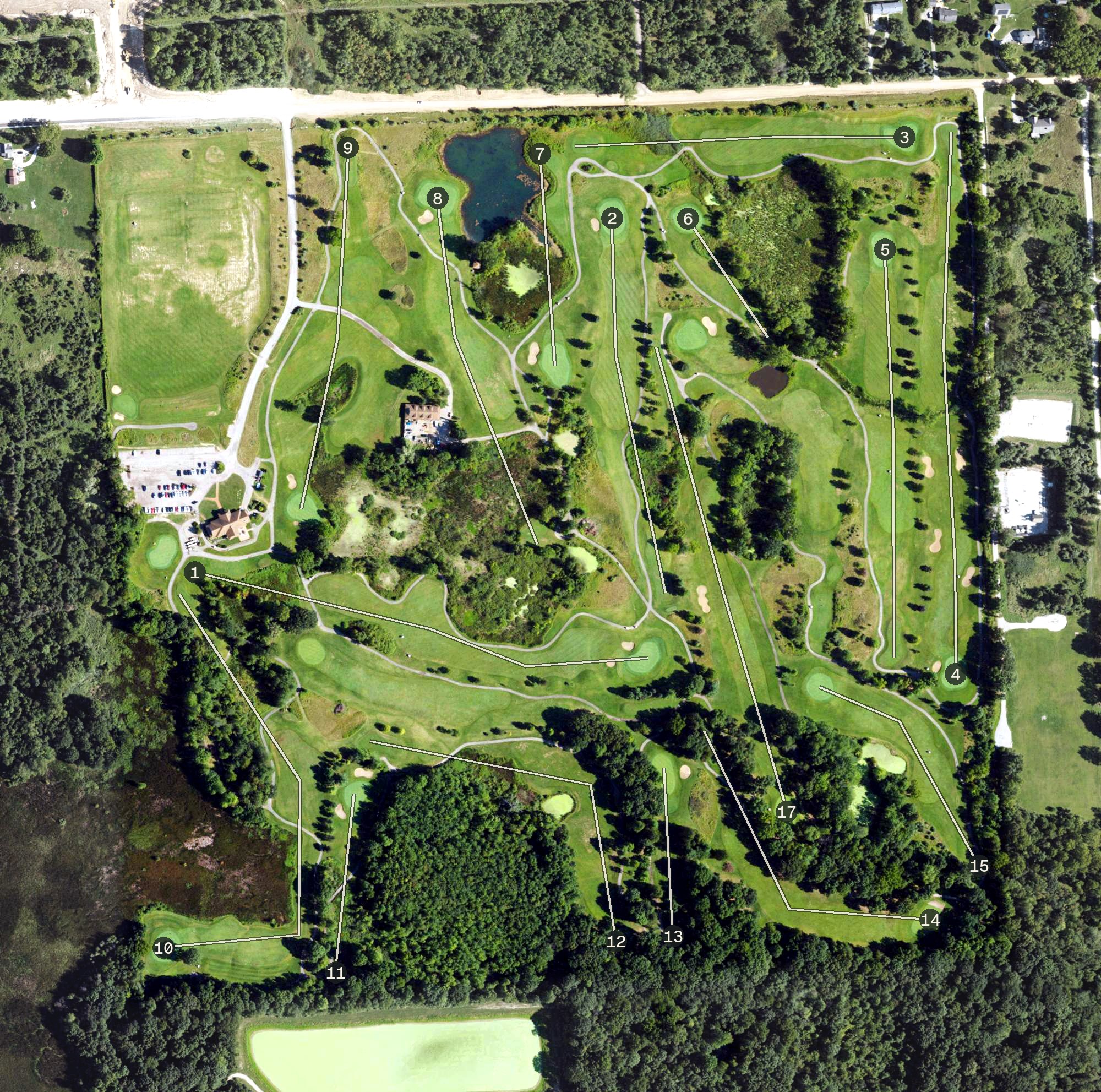 Aerial view of Cattails Golf Club, MI