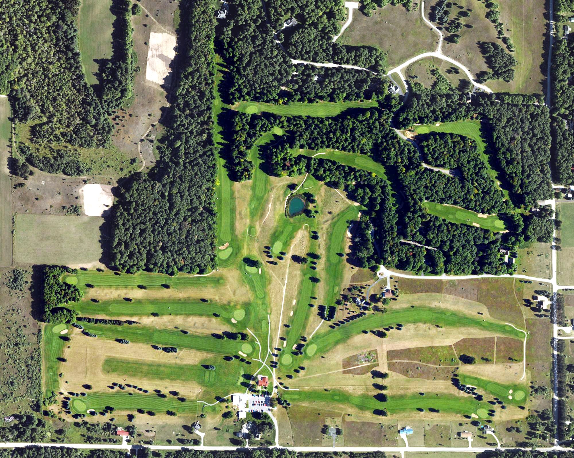 Aerial view of Centennial Farm Golf Club, MI