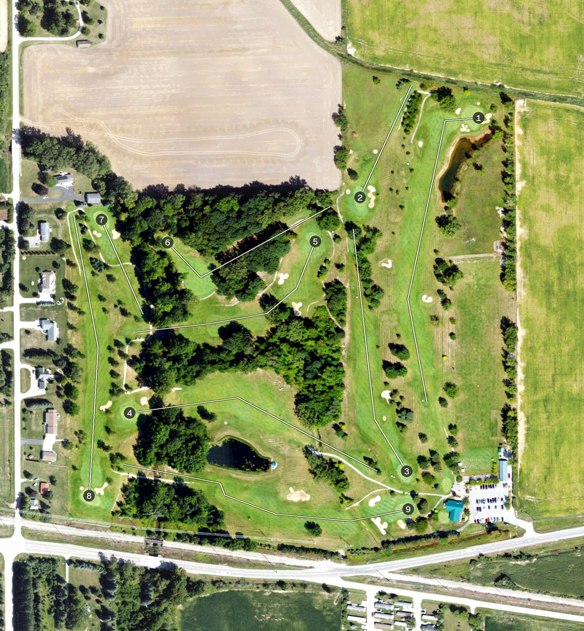 Aerial view of Century Oaks Golf Club, MI