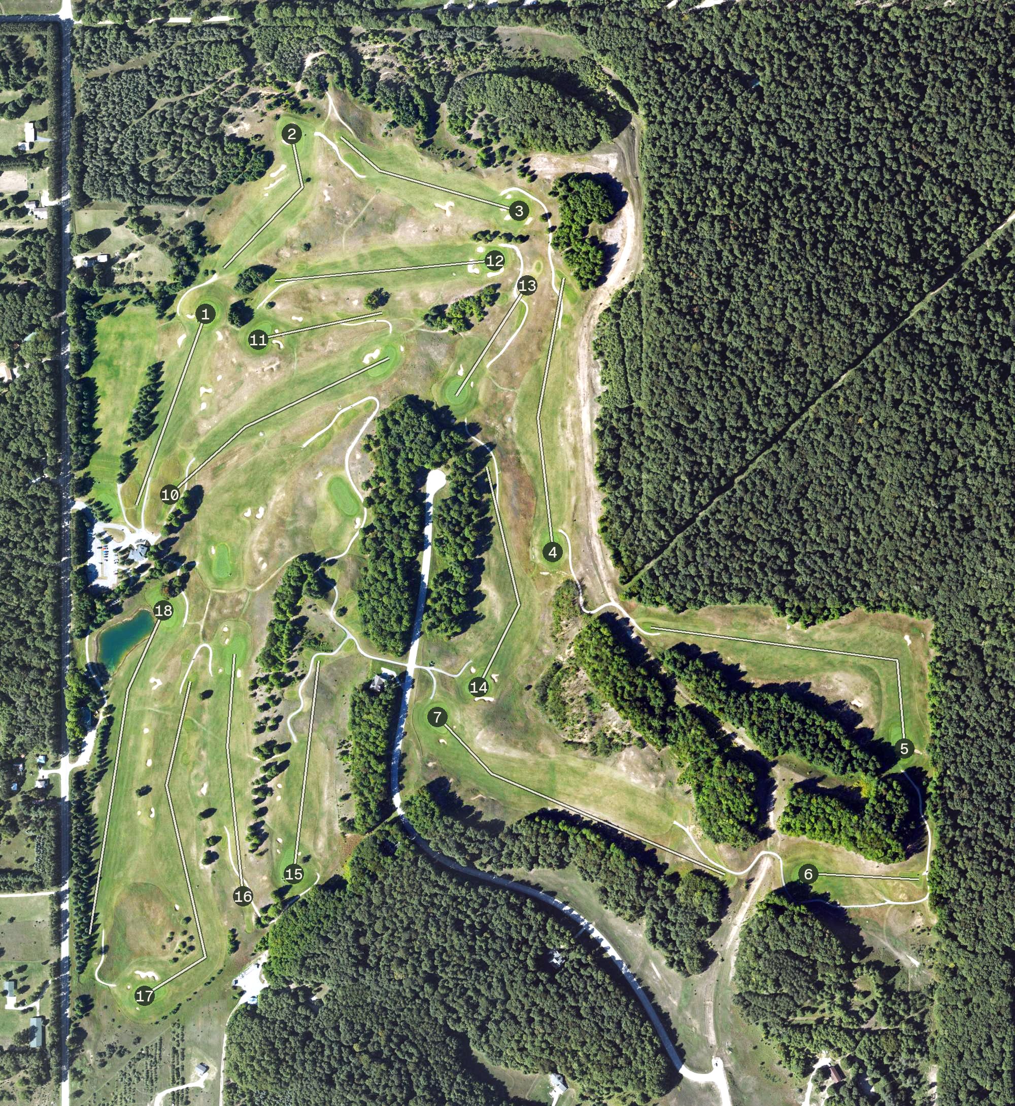 Aerial view of Champion Hill Golf Course, MI