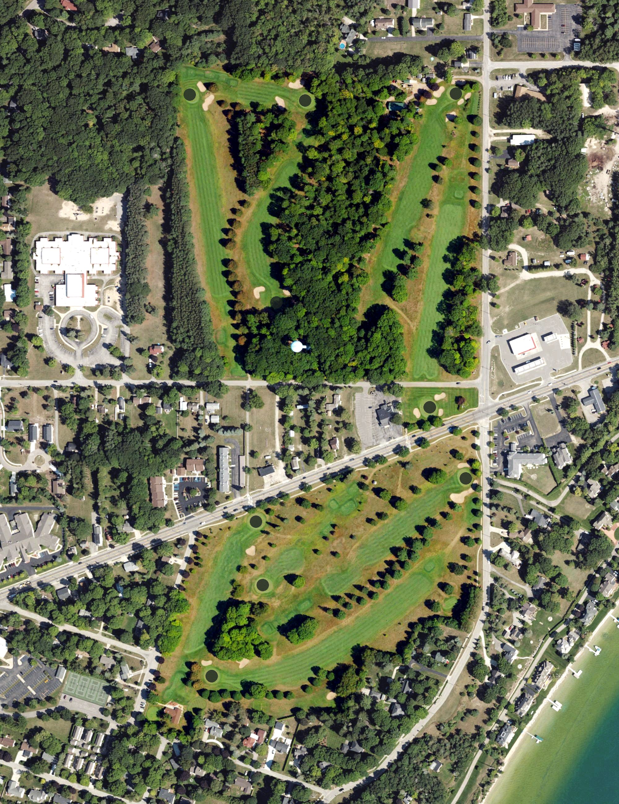 Aerial view of Charlevoix Municipal Golf Course, MI