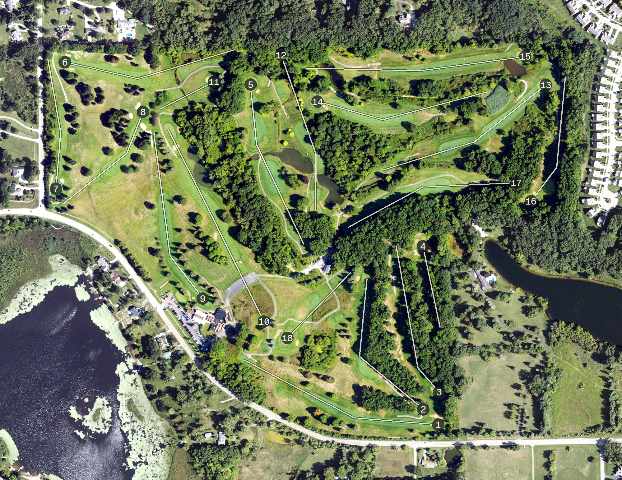 Aerial view of Chemung Hills Golf Club, MI