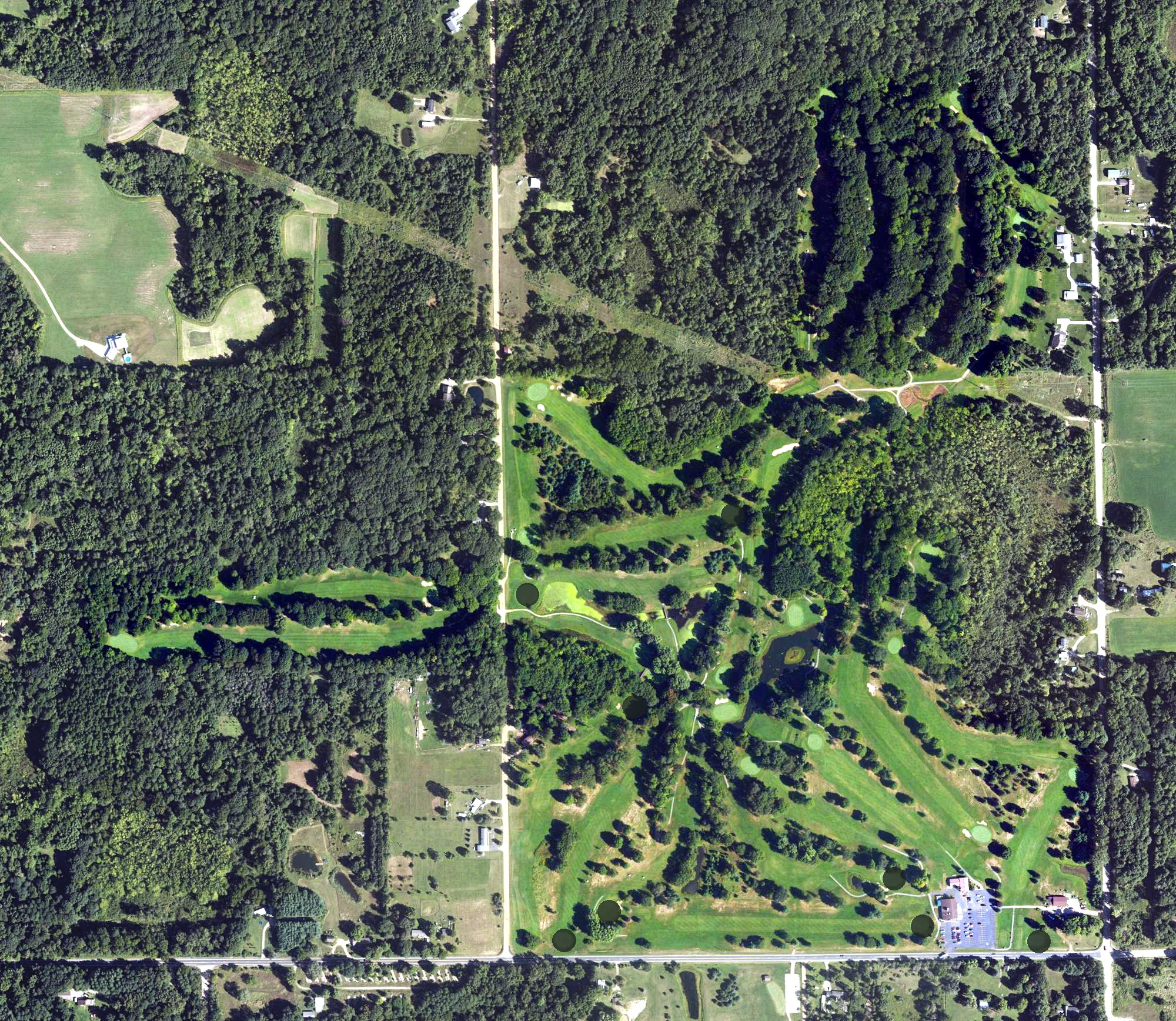 Aerial view of Cheshire Hills Golf Course, MI