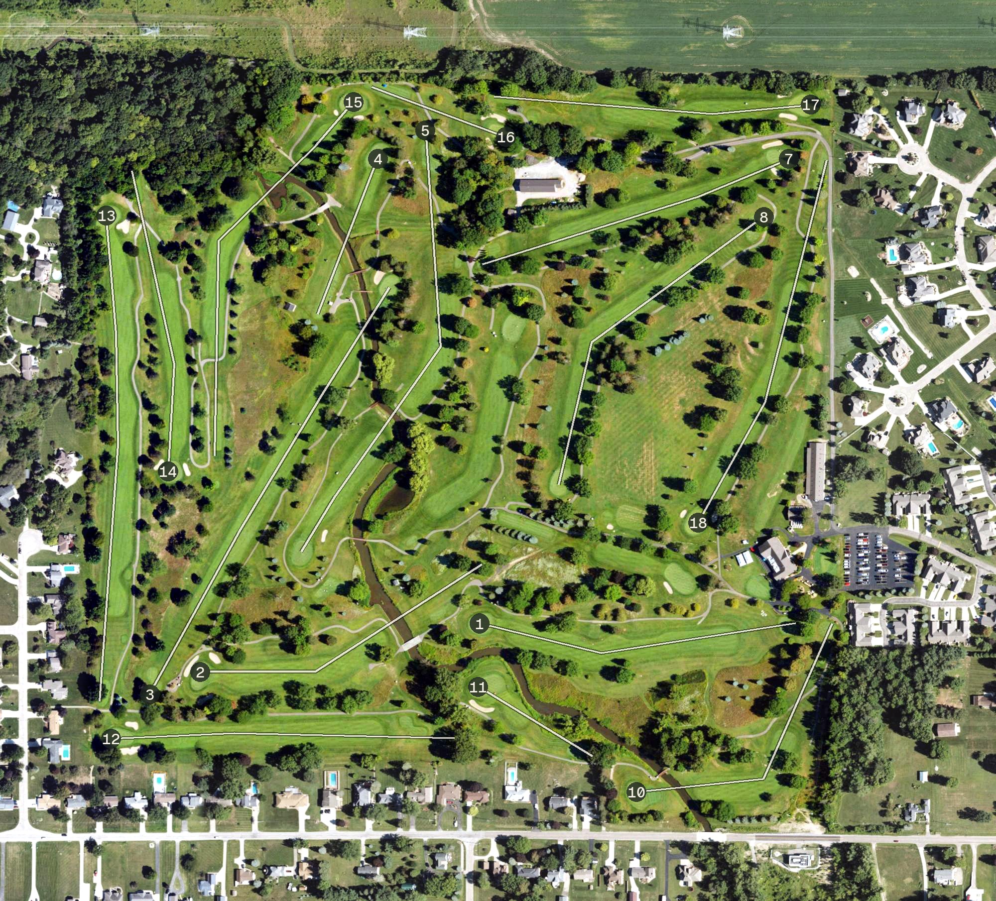 Aerial view of Clio Country Club, MI