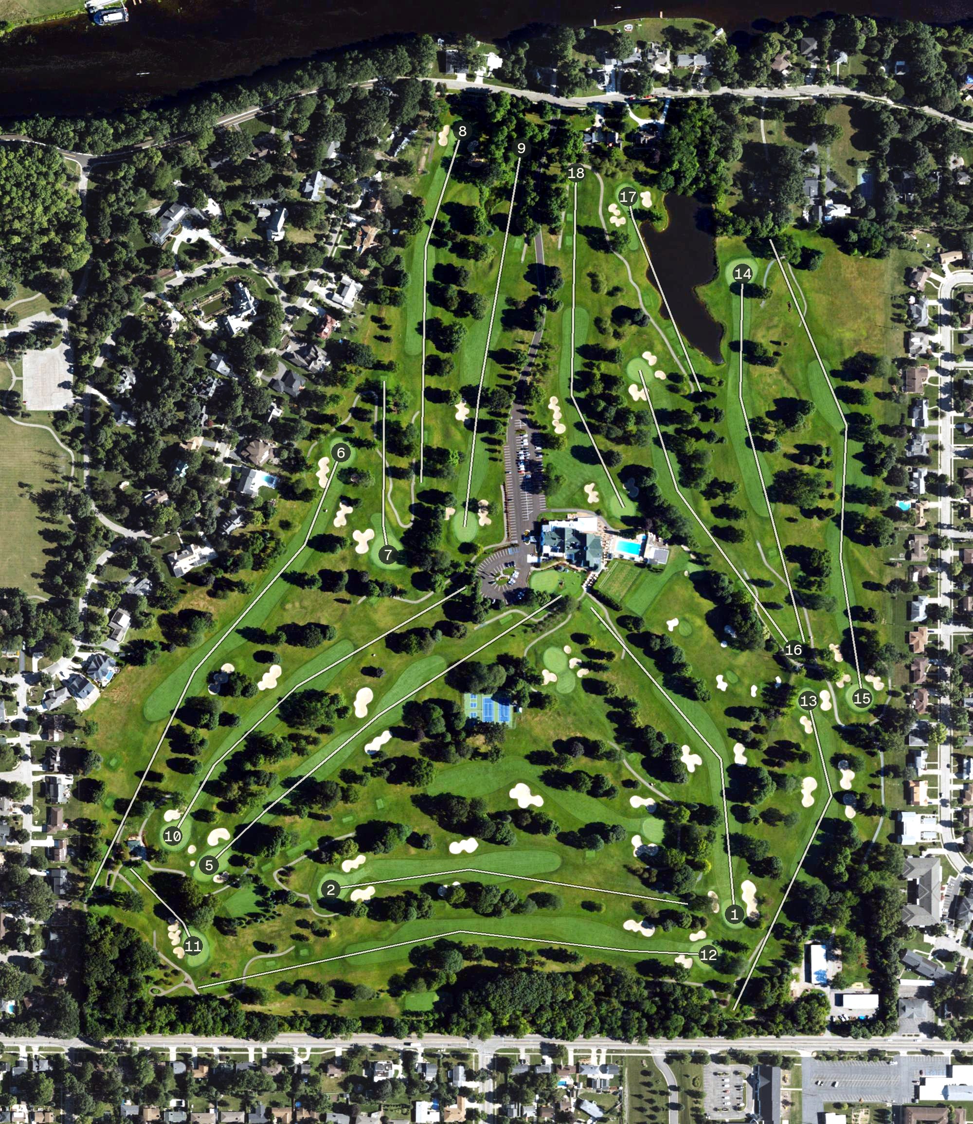 Aerial view of Country Club of Lansing, MI