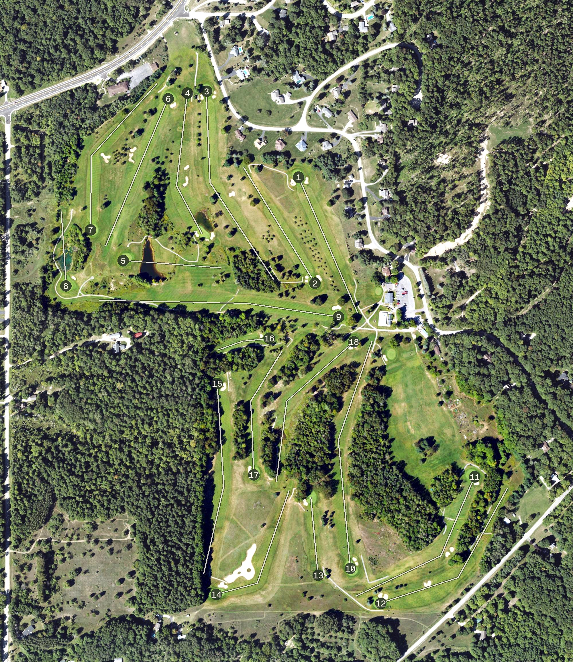 Aerial view of Crystal Lake Golf Club, MI