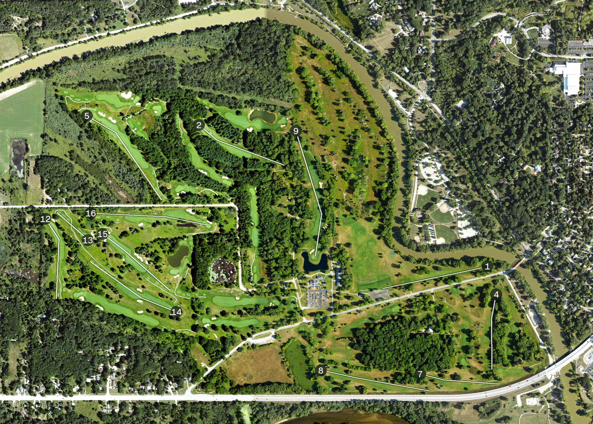 Aerial view of Currie Municipal Golf Course, MI