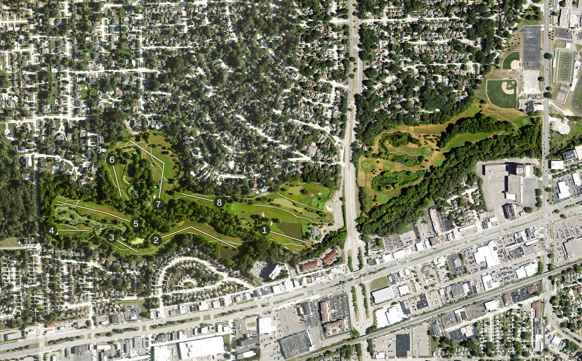 Aerial view of Dearborn Hills, MI