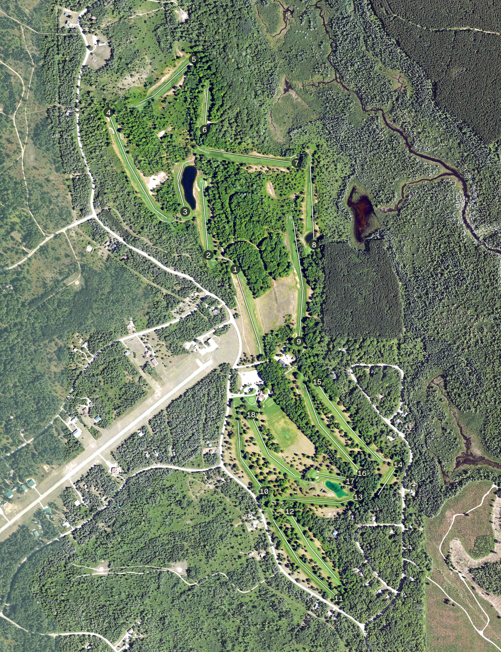 Aerial view of Deer Run Golf at Lakes of the North, MI