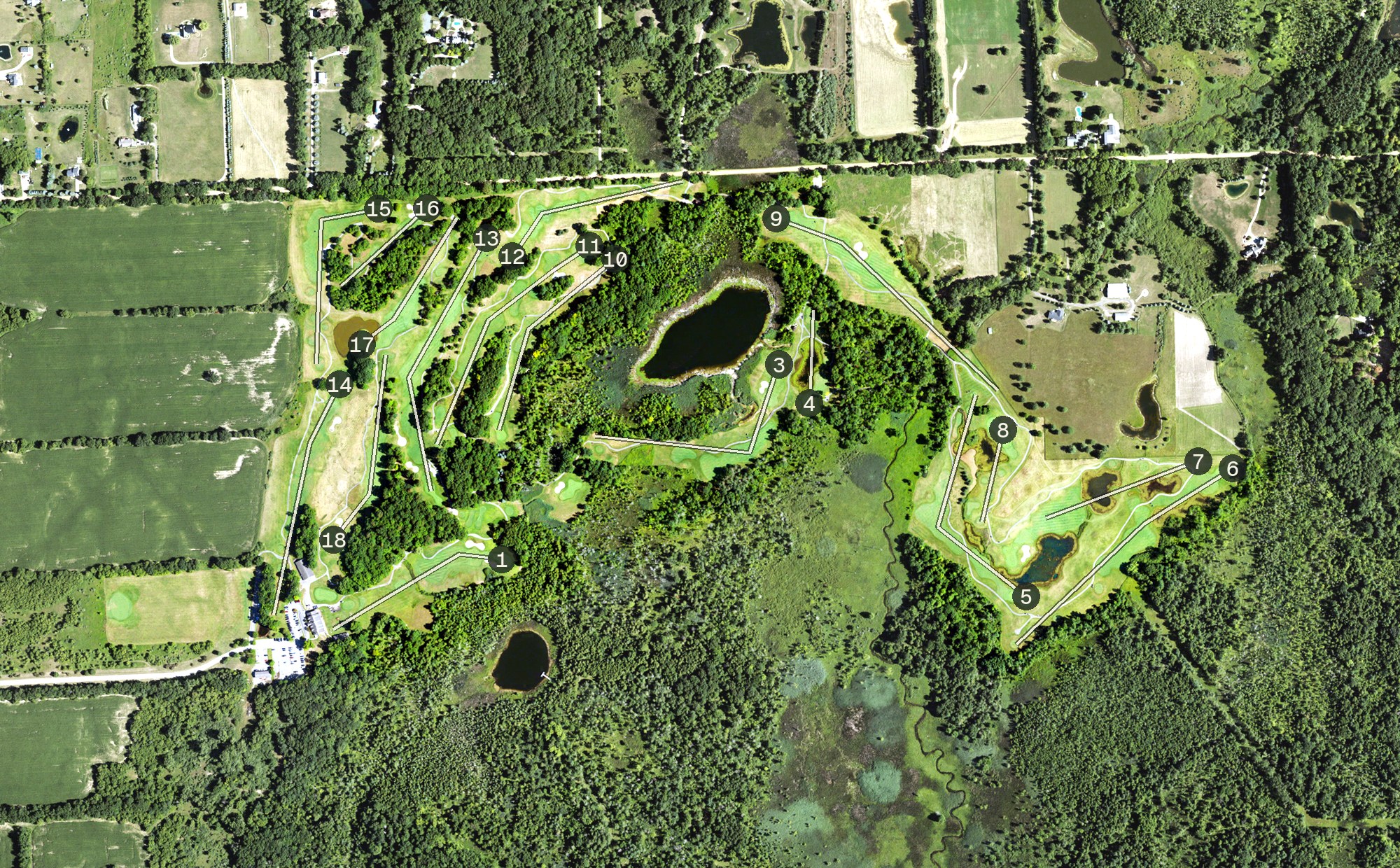 Aerial view of Devil's Ridge Golf Club, MI