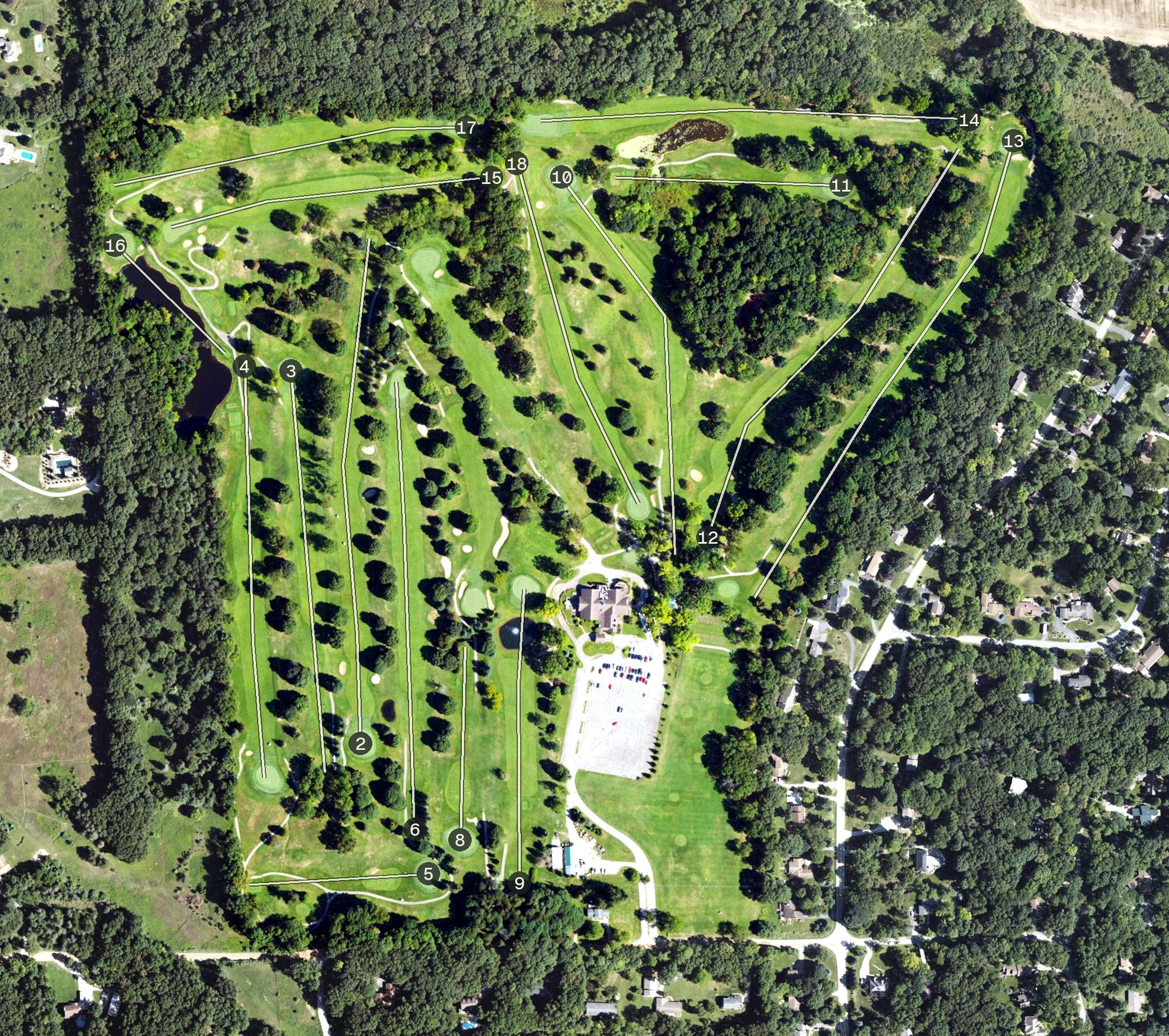 Aerial view of Dunham Hills Golf Club, MI