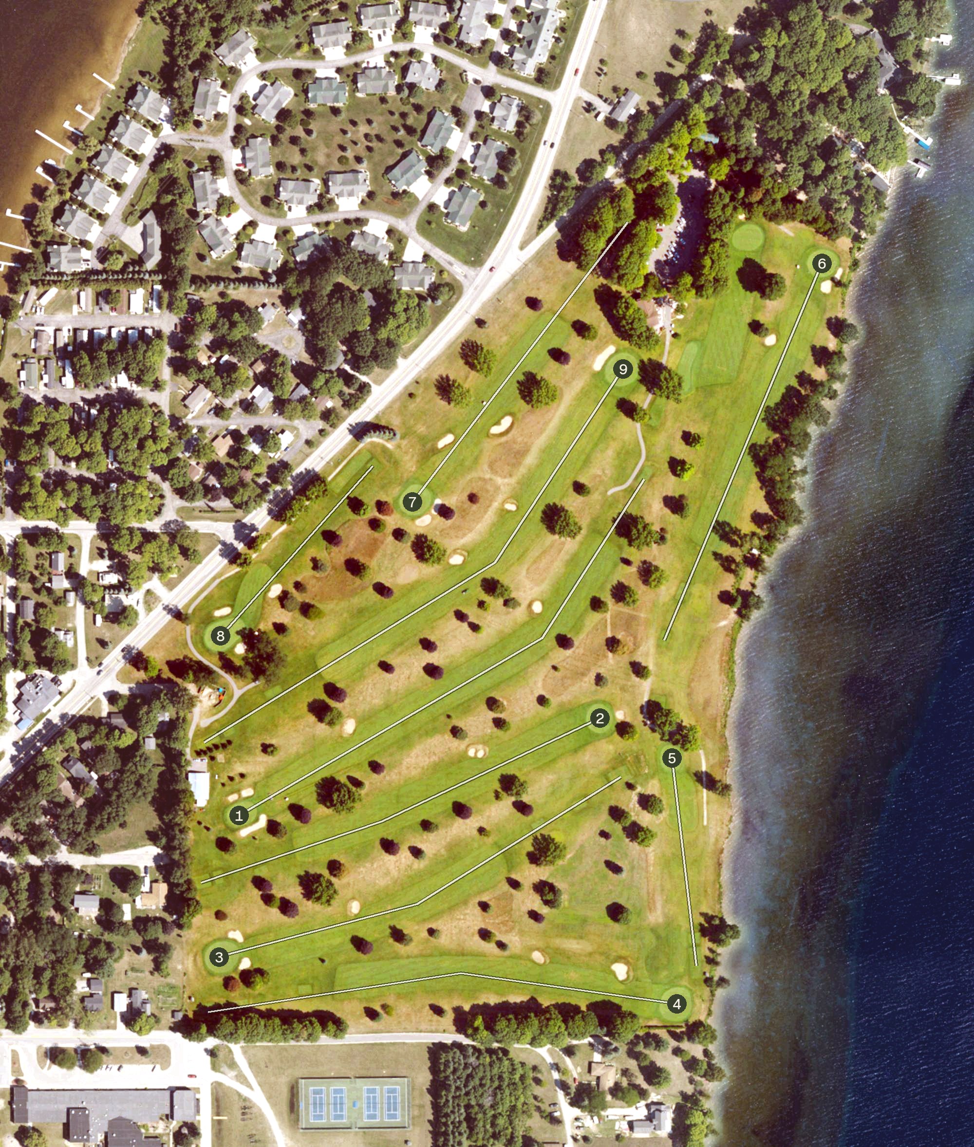 Aerial view of Elk Rapids Golf Club, MI