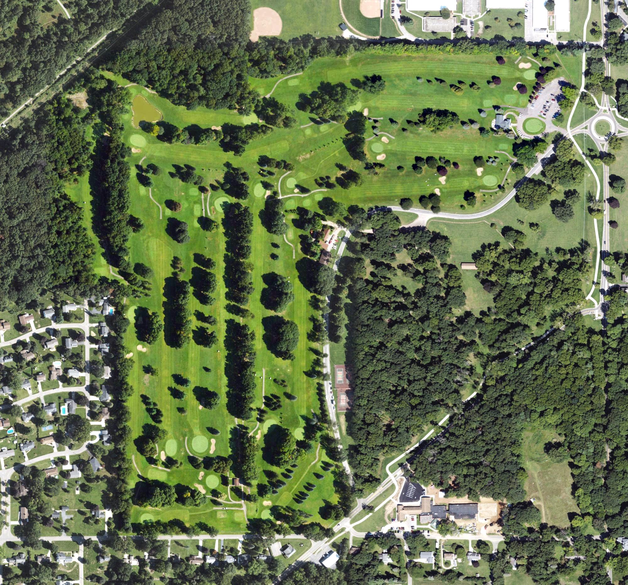 Aerial view of Ella Sharp Park Golf Course, MI