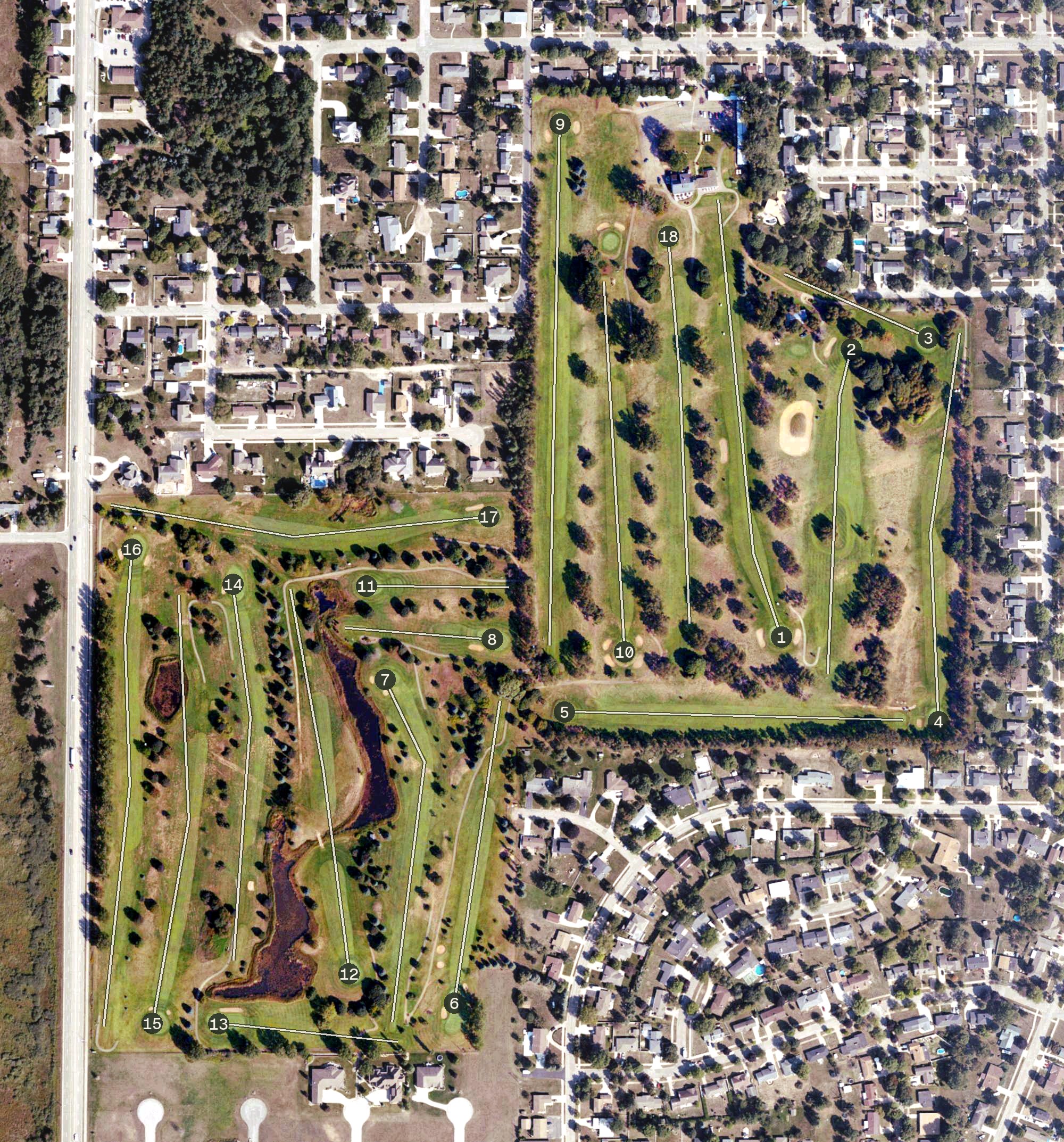 Aerial view of Escanaba Country Club, MI