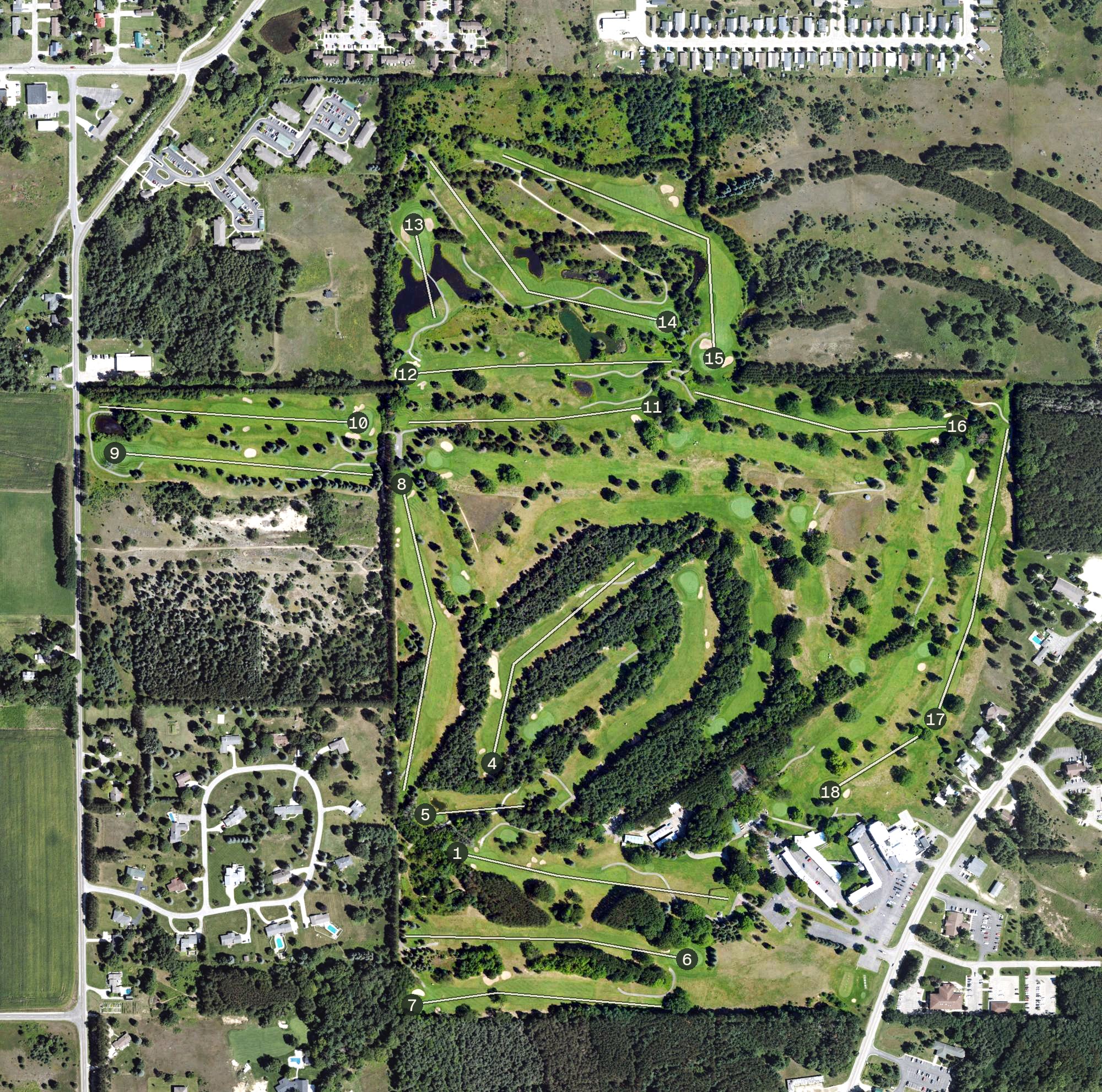 Aerial view of Evergreen Resort, MI