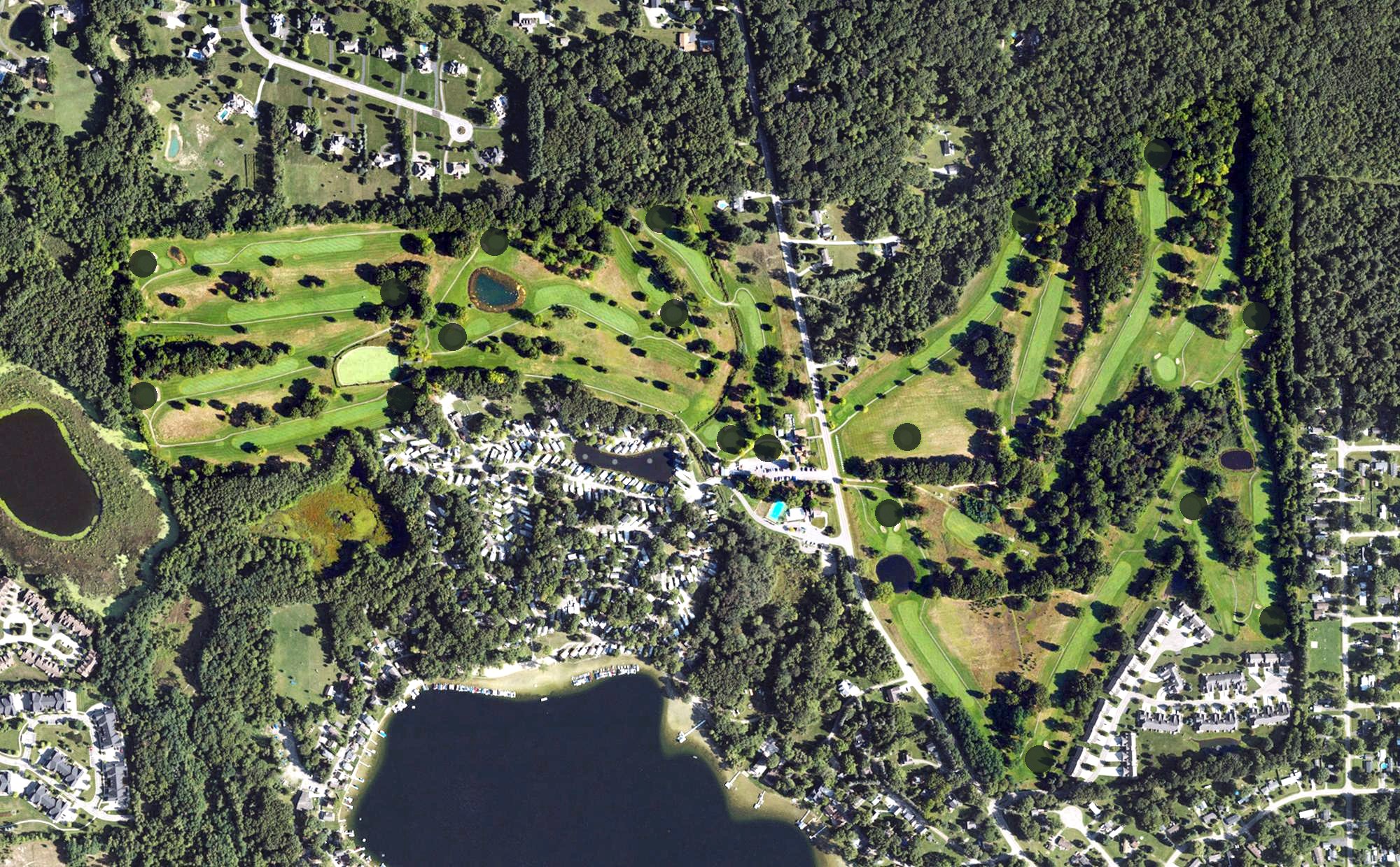 Aerial view of Faulkwood Shores Golf Club, MI