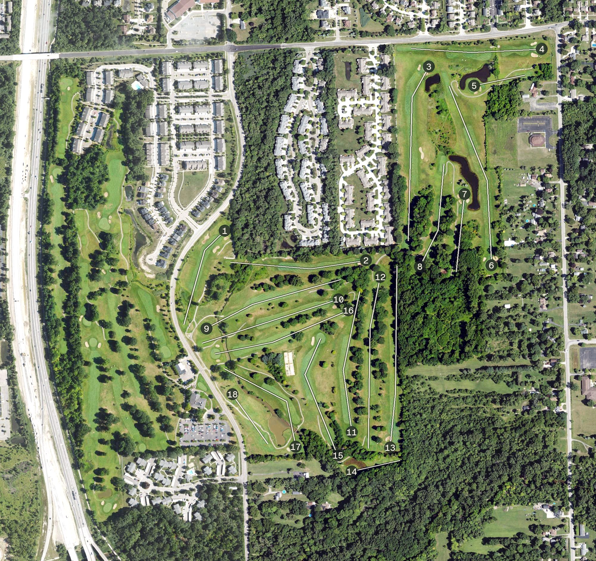 Aerial view of Fellows Creek Municipal Golf Club, MI