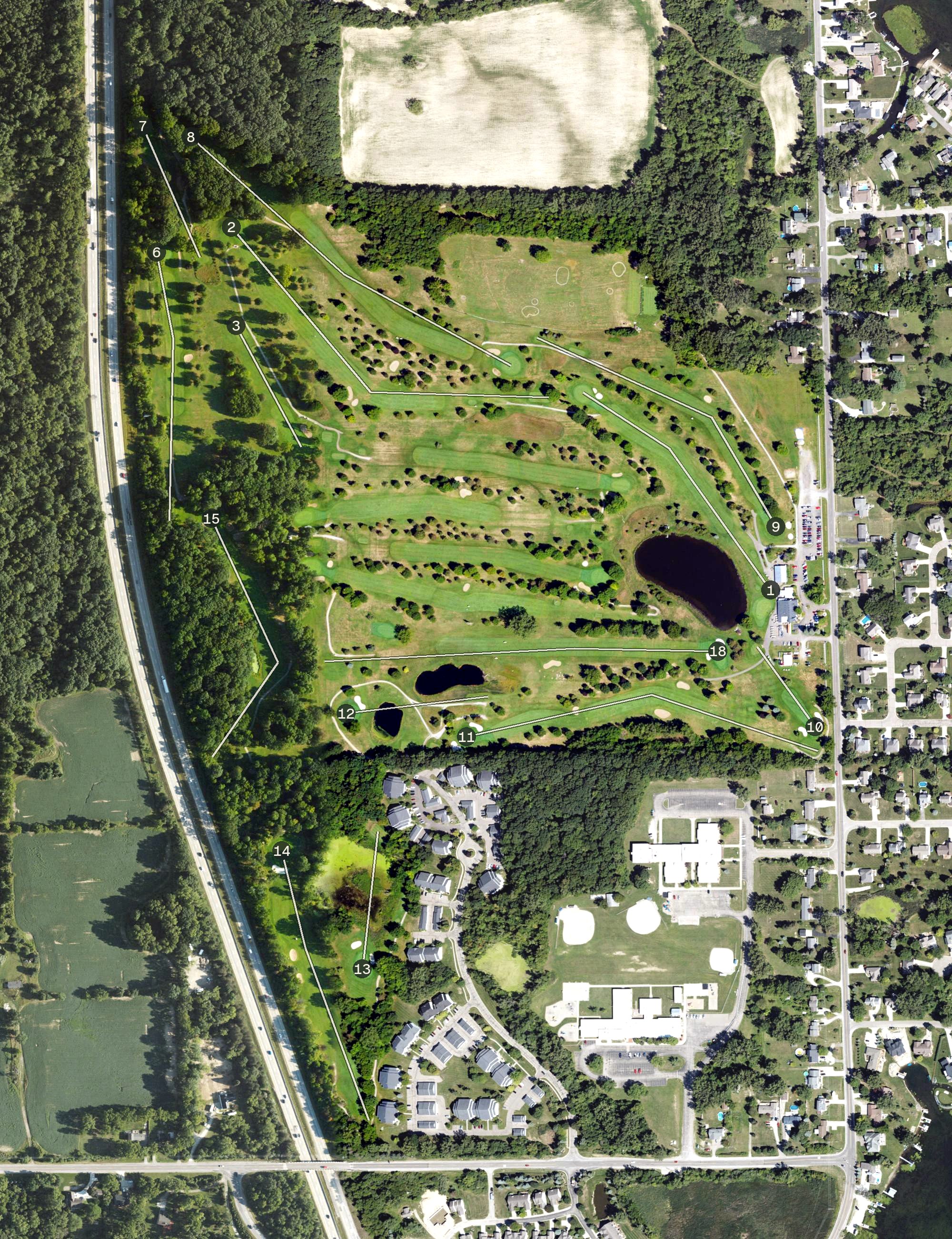 Aerial view of Fenton Farms Golf Club, MI