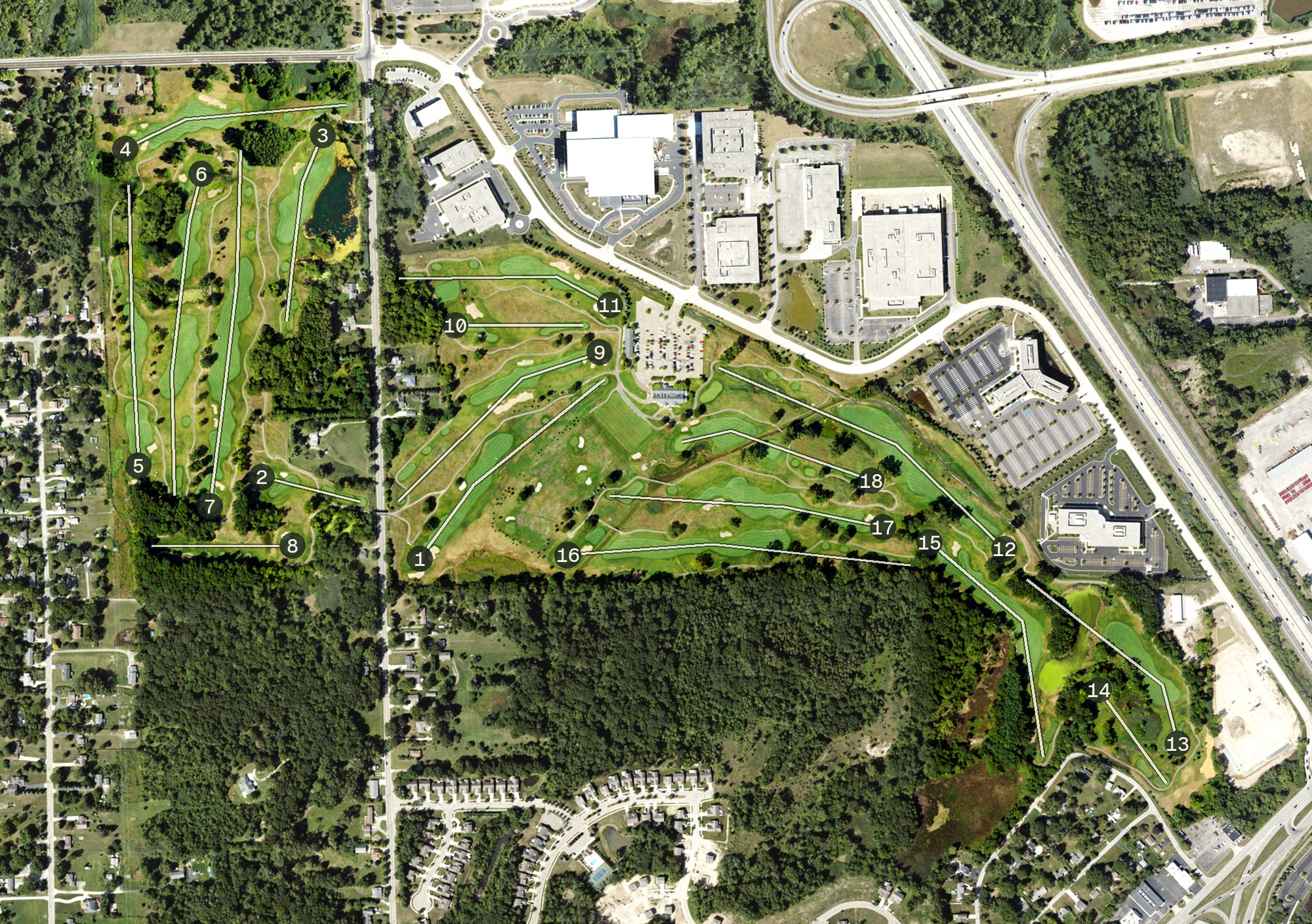 Aerial view of Fieldstone Golf Club, MI
