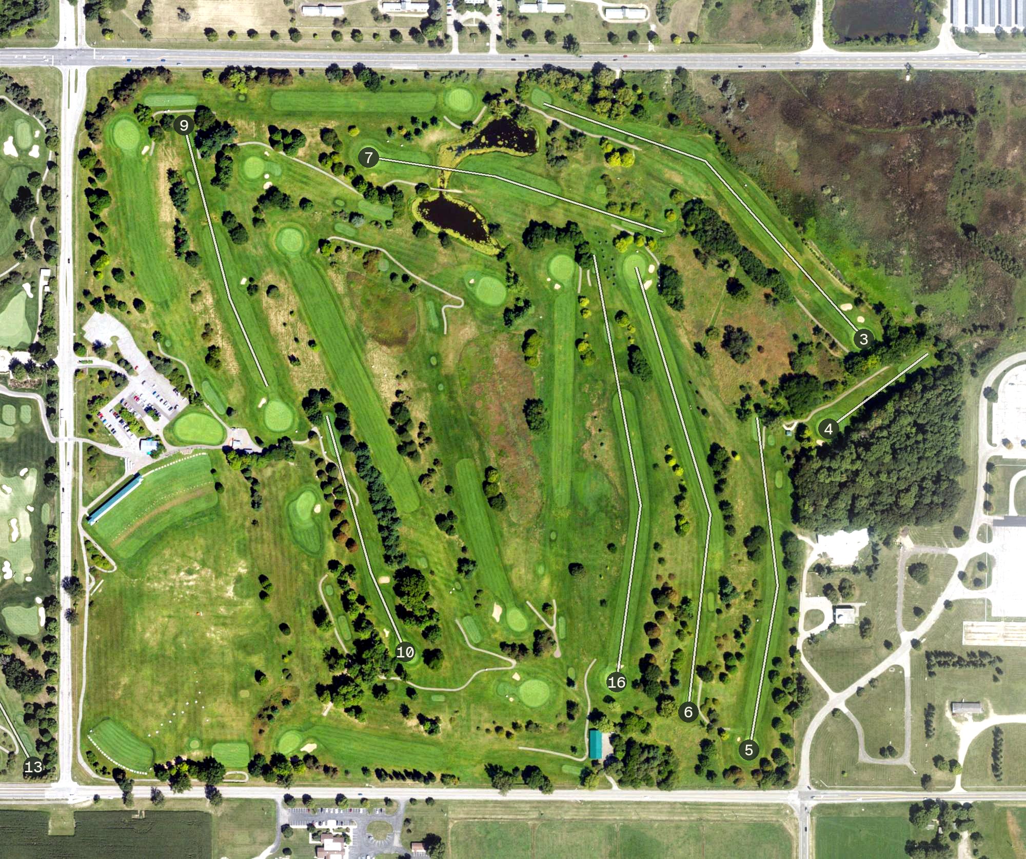 Aerial view of Forest Akers East, MI