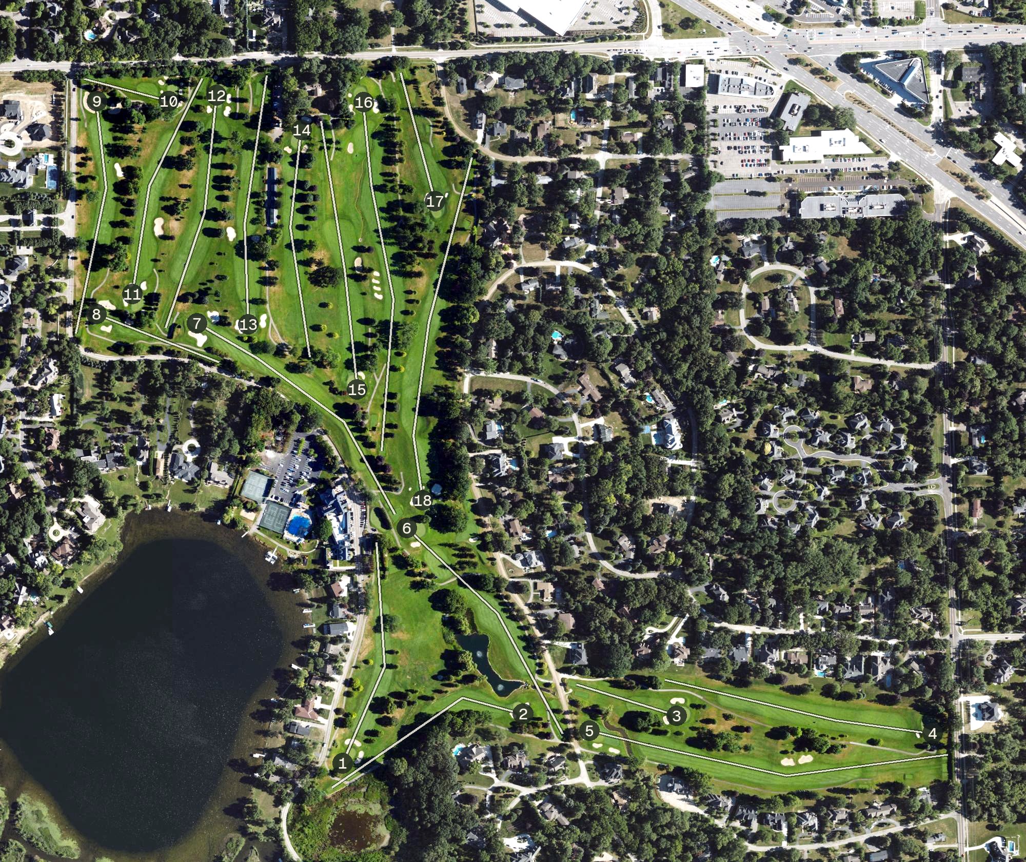 Aerial view of Forest Lake Country Club, MI