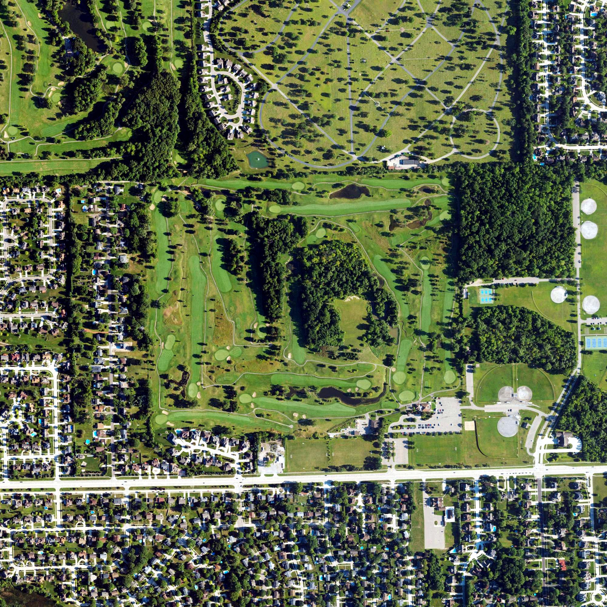 Aerial view of Fox Creek Golf Course, MI