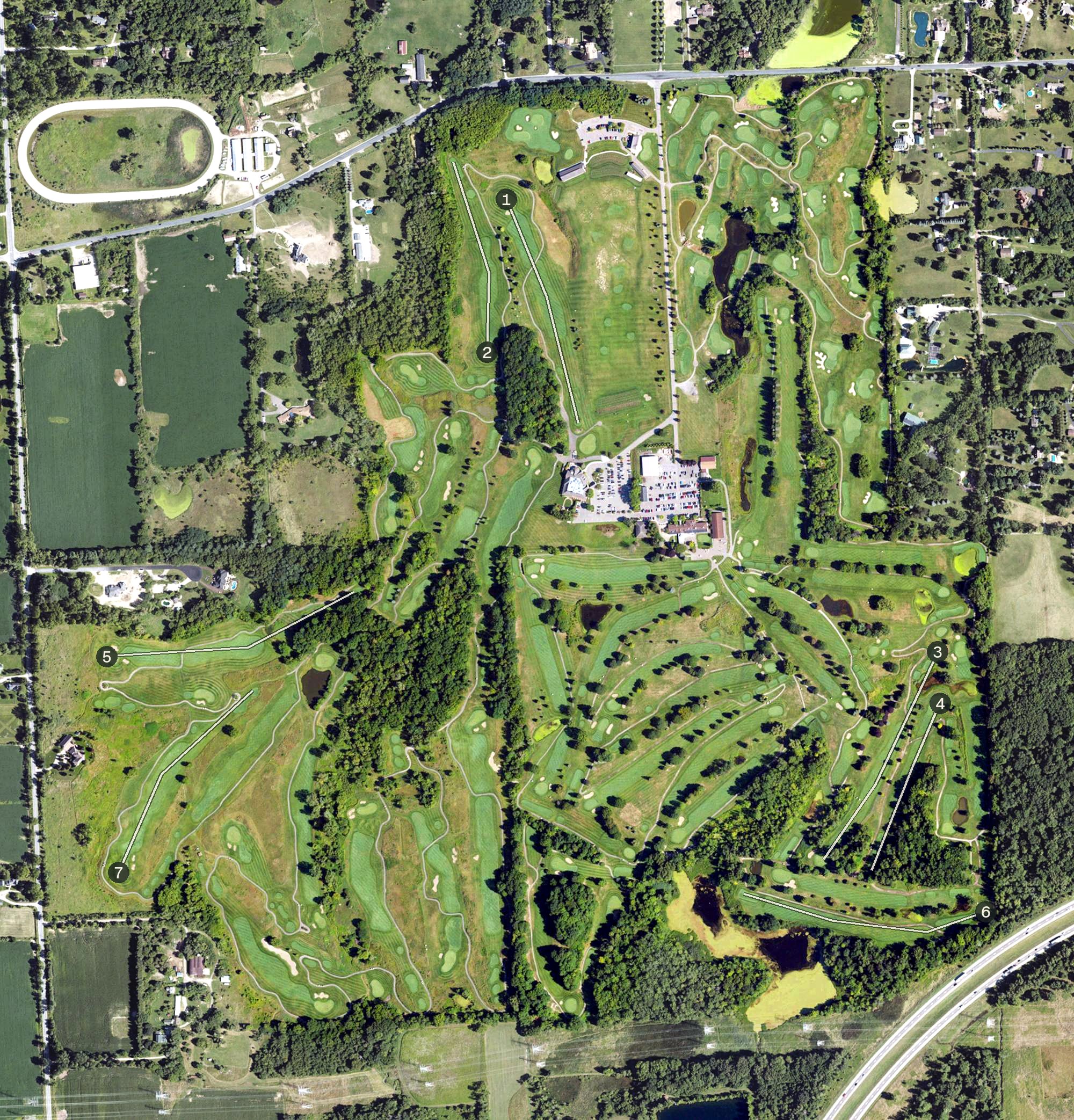 Aerial view of Fox Hills Country Club, MI