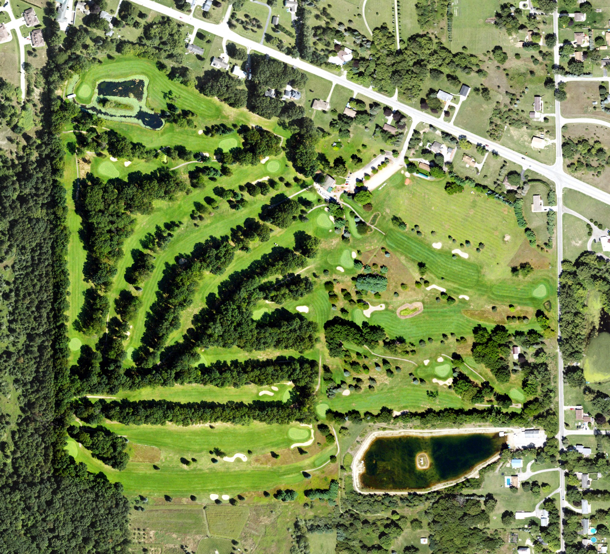 Aerial view of Gauss' Green Valley Golf Course, MI