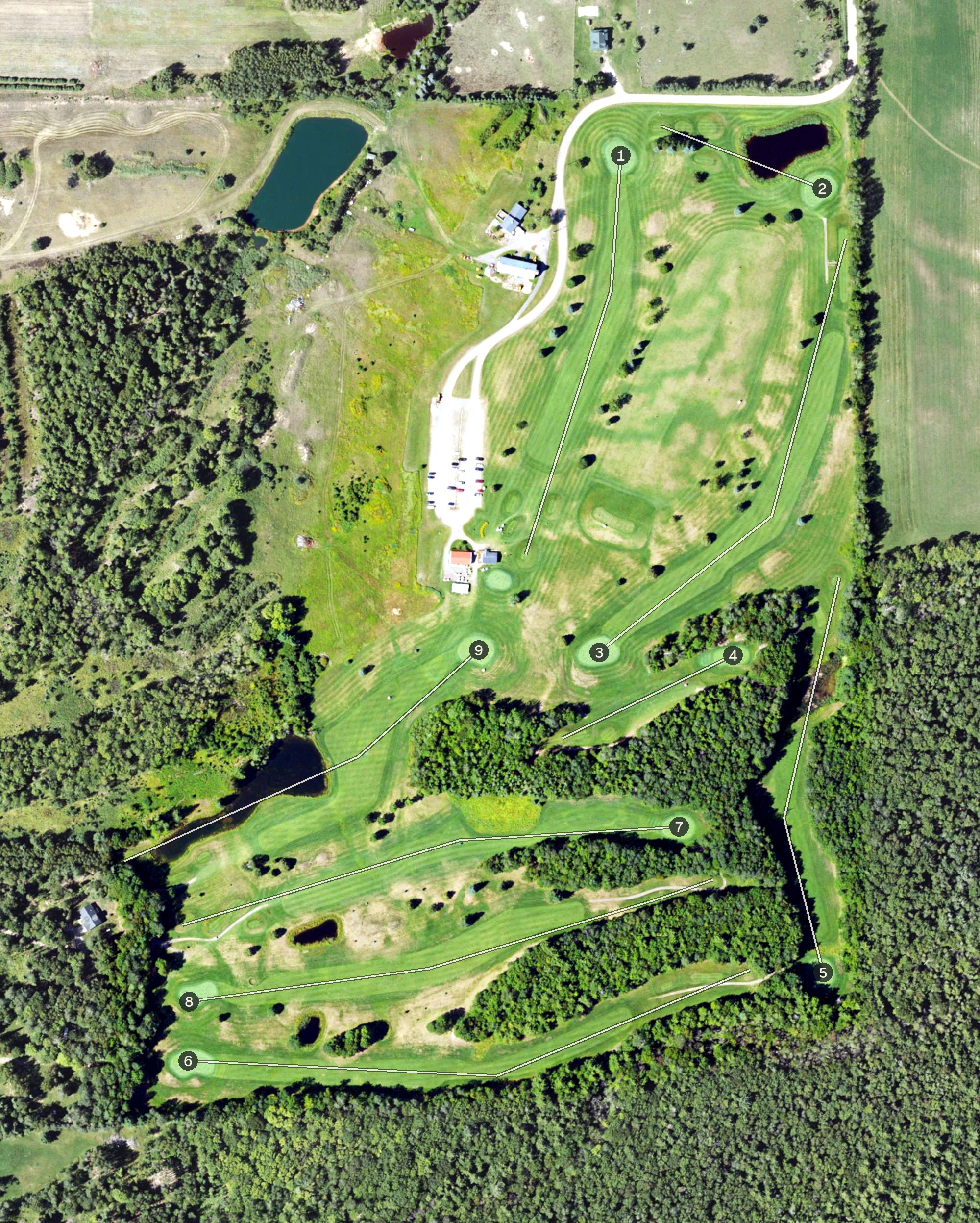 Aerial view of Gentz's Homestead Golf Course, MI