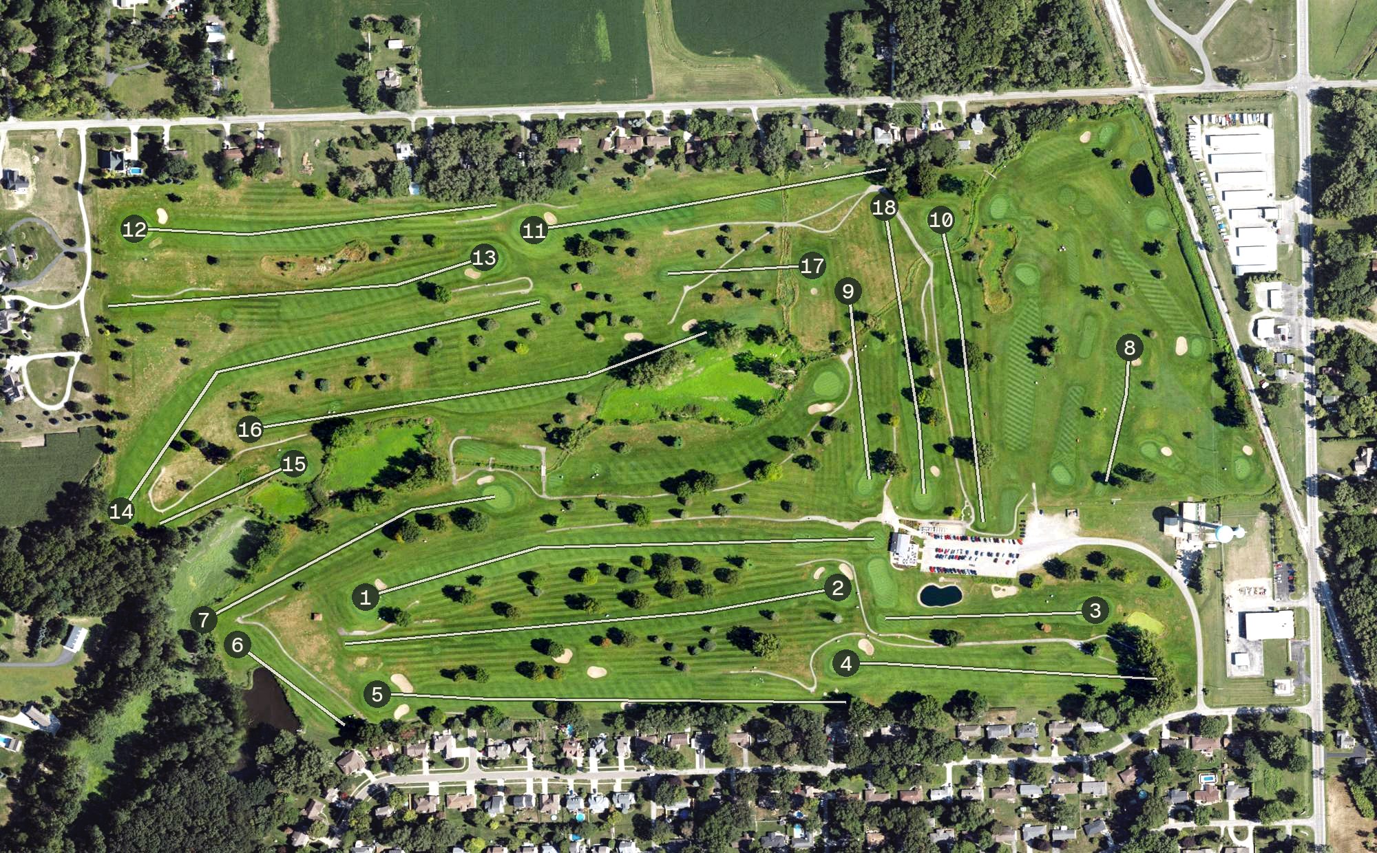 Aerial view of Giant Oak Golf Club, MI