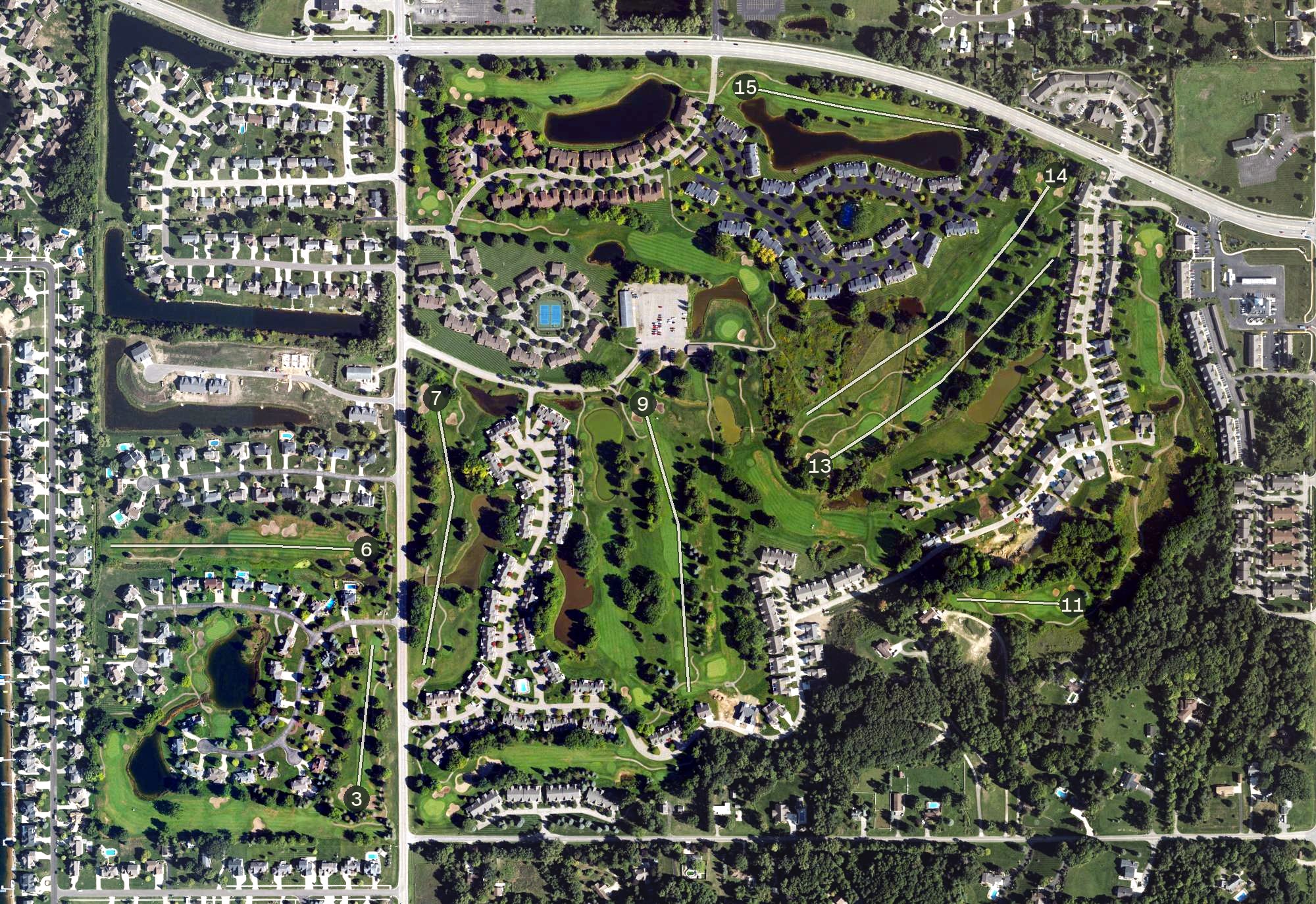 Aerial view of Glen Eagle Golf Club, MI