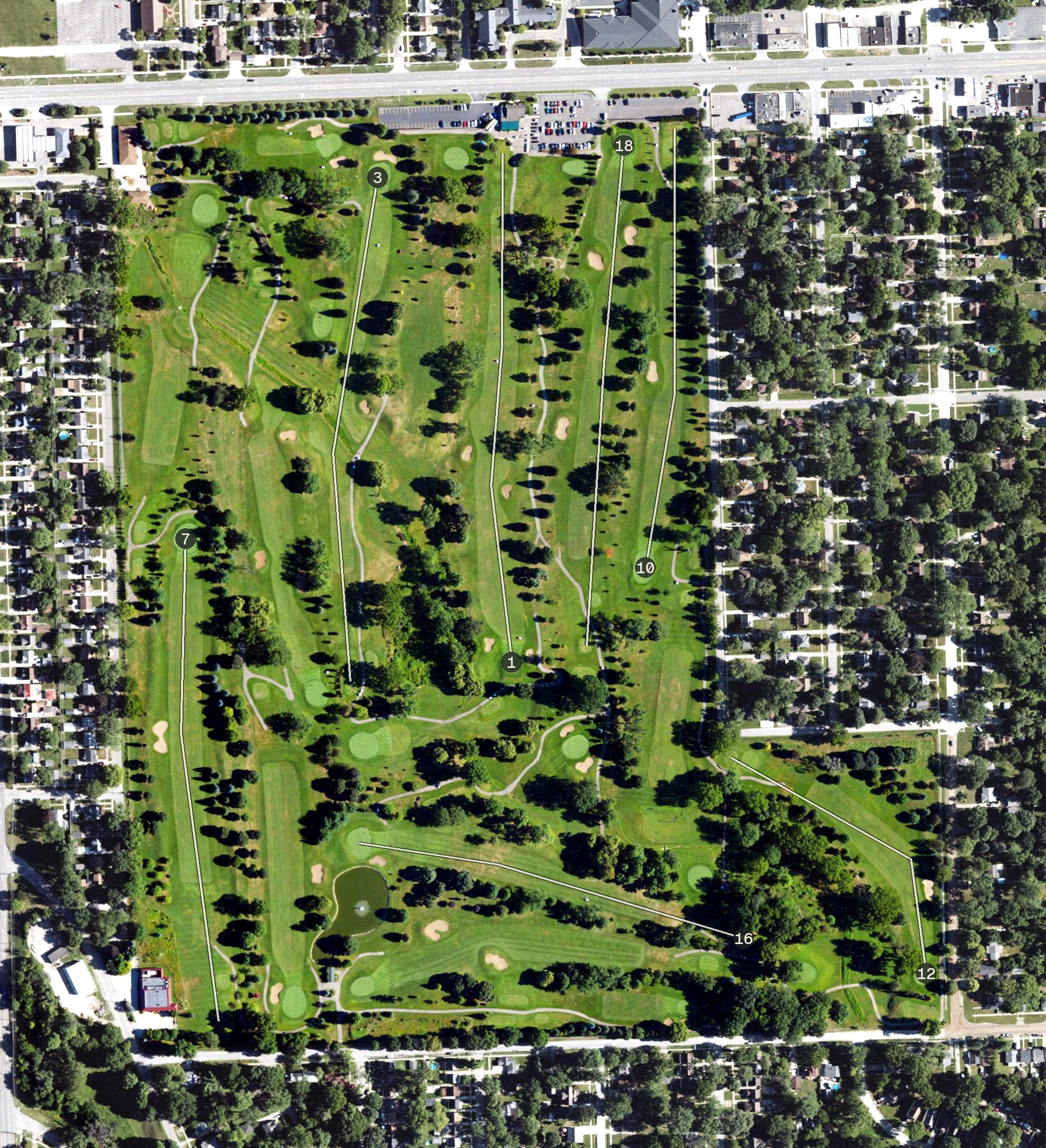 Aerial view of Glenhurst Golf Course, MI