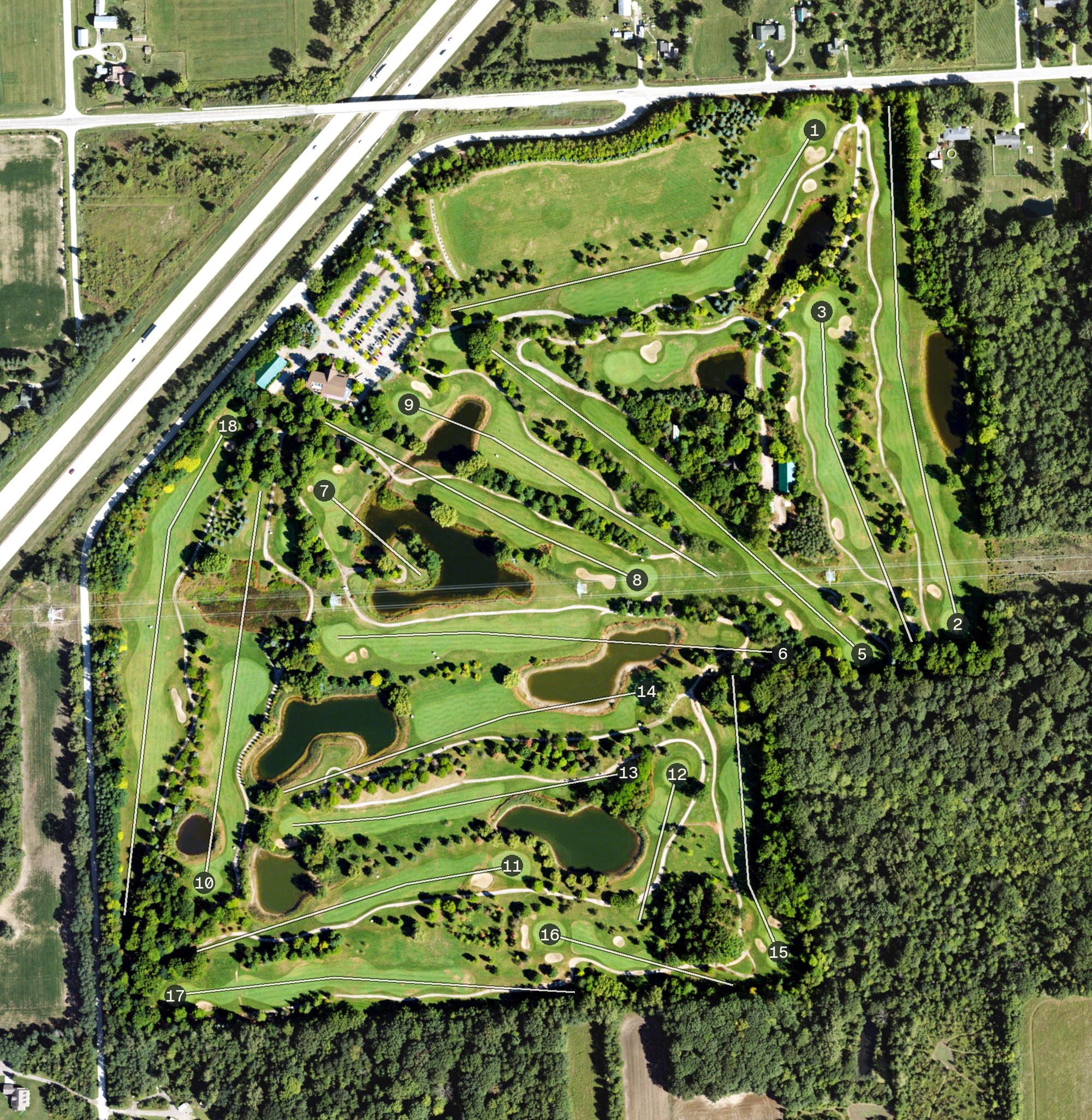 Aerial view of Golden Hawk Golf Club, MI
