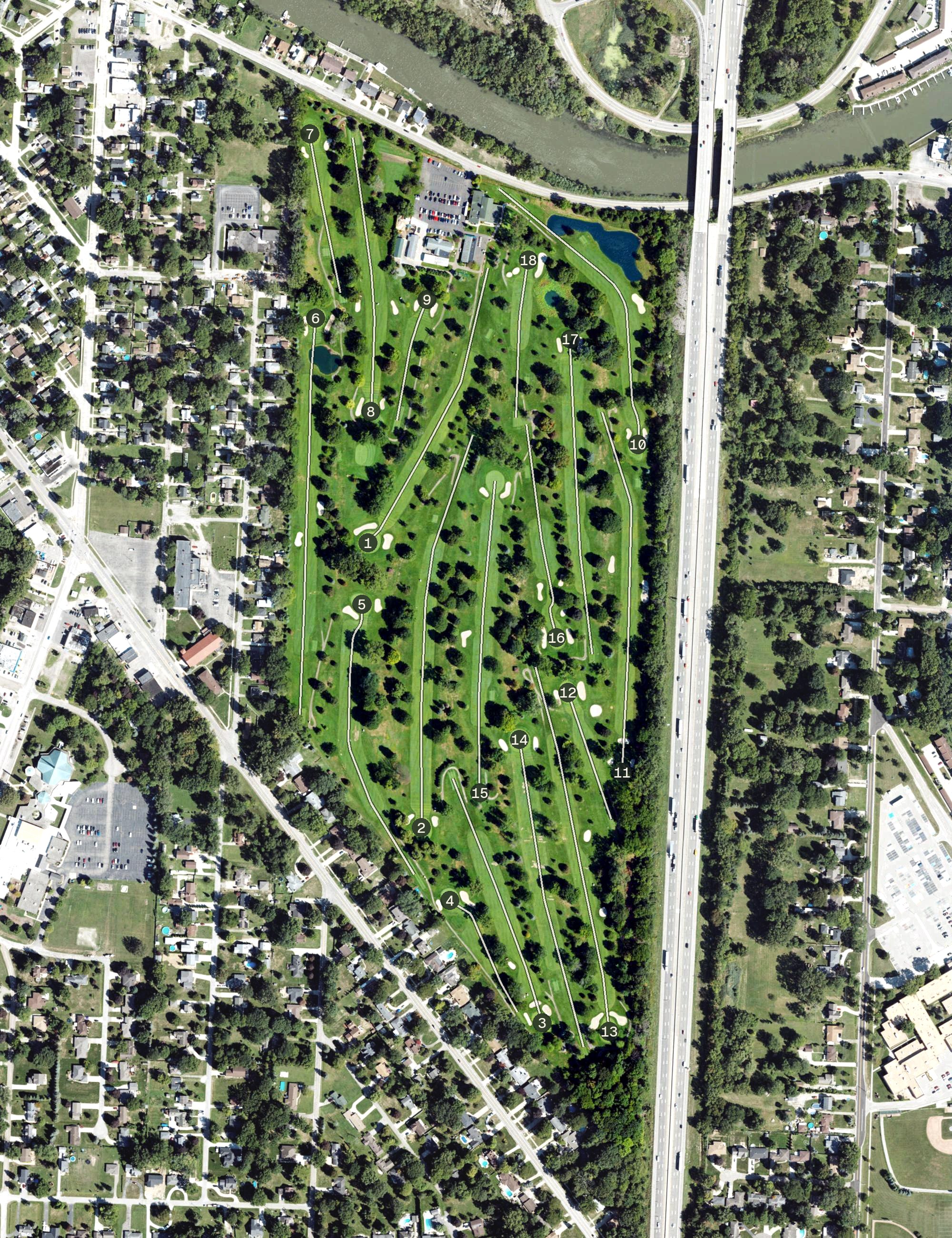 Aerial view of Gowanie Country Club, MI