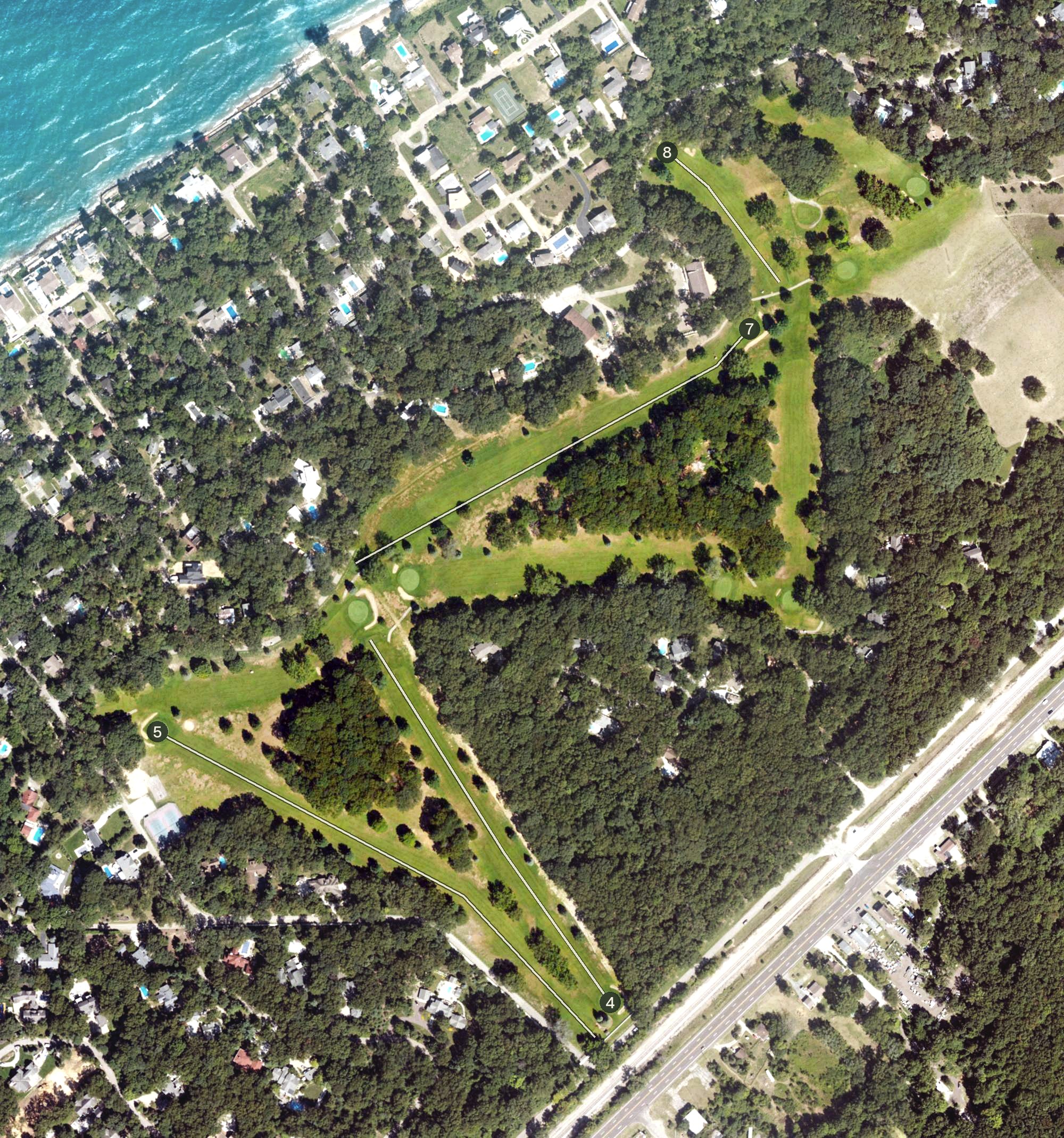 Aerial view of Grand Beach Golf Course, MI
