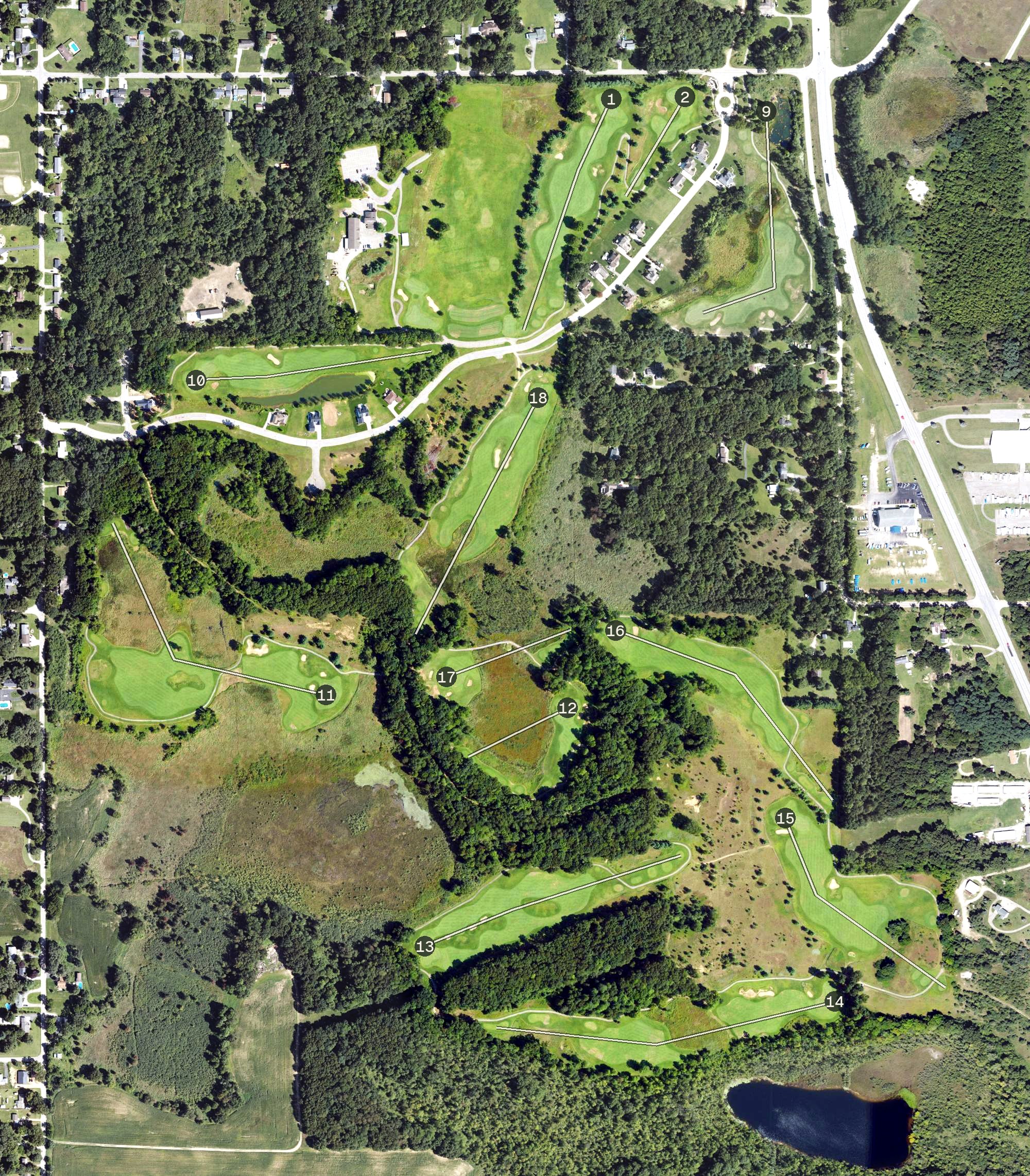 Aerial view of Grande Golf Club, MI