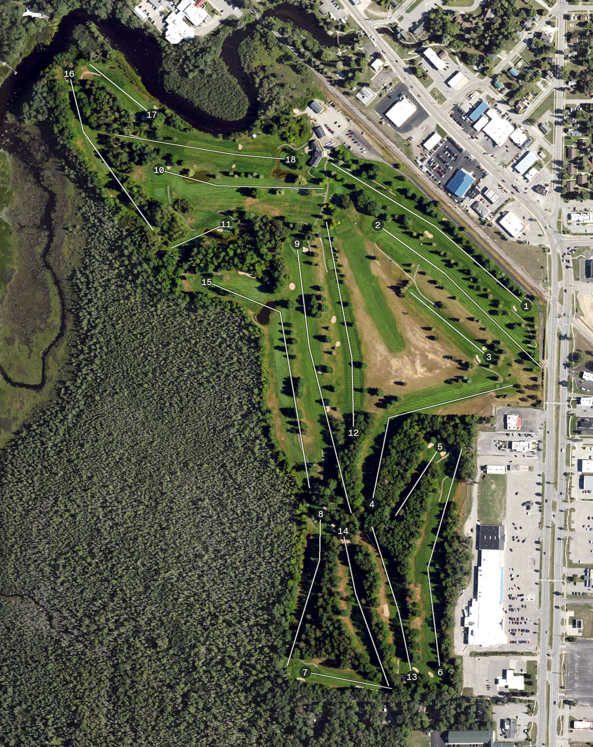 Aerial view of Grayling Country Club, MI