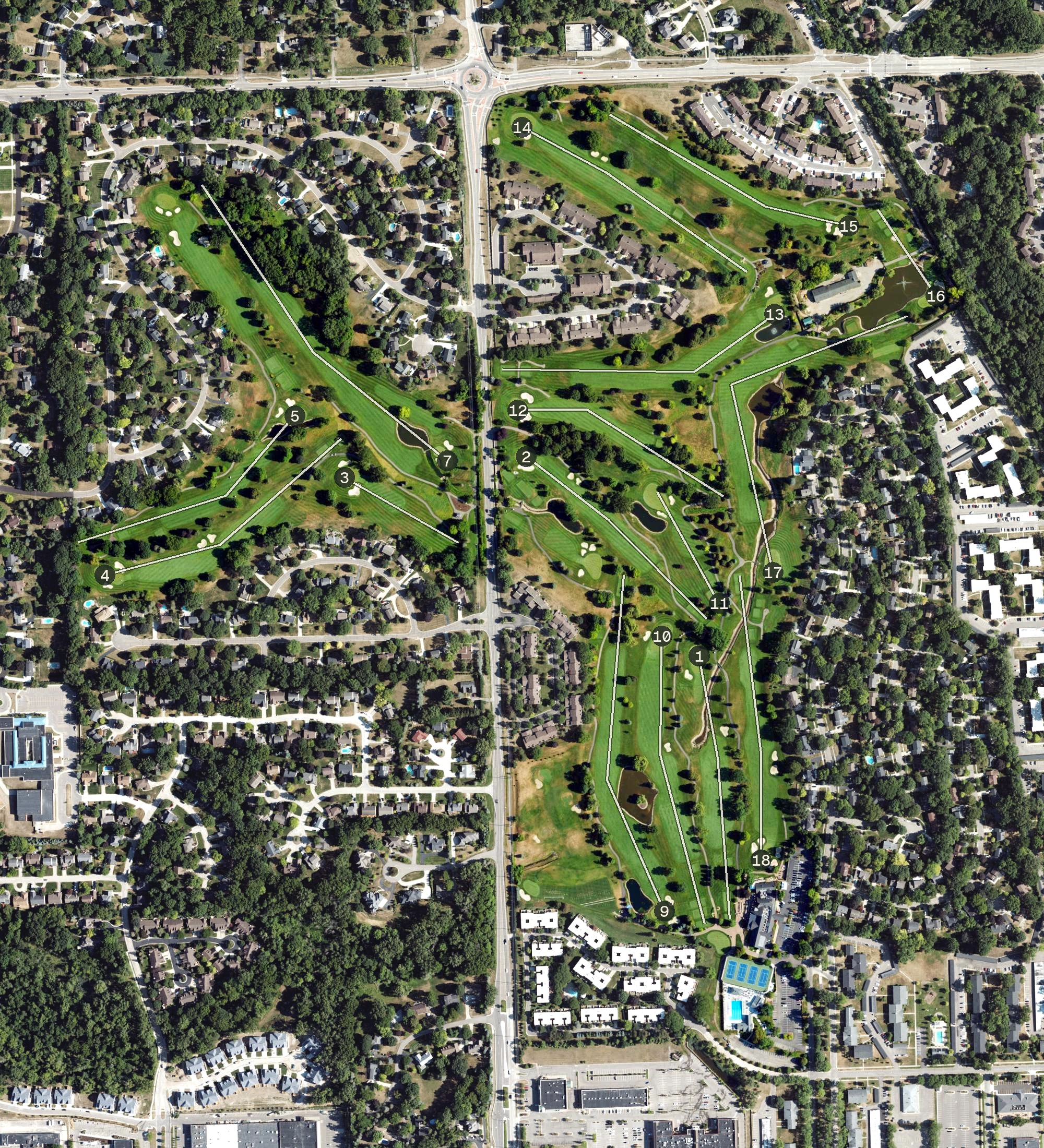 Aerial view of Great Oaks Country Club, MI