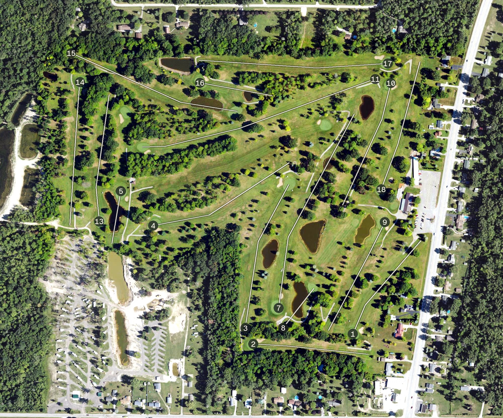 Aerial view of Green Hills Golf Course, MI