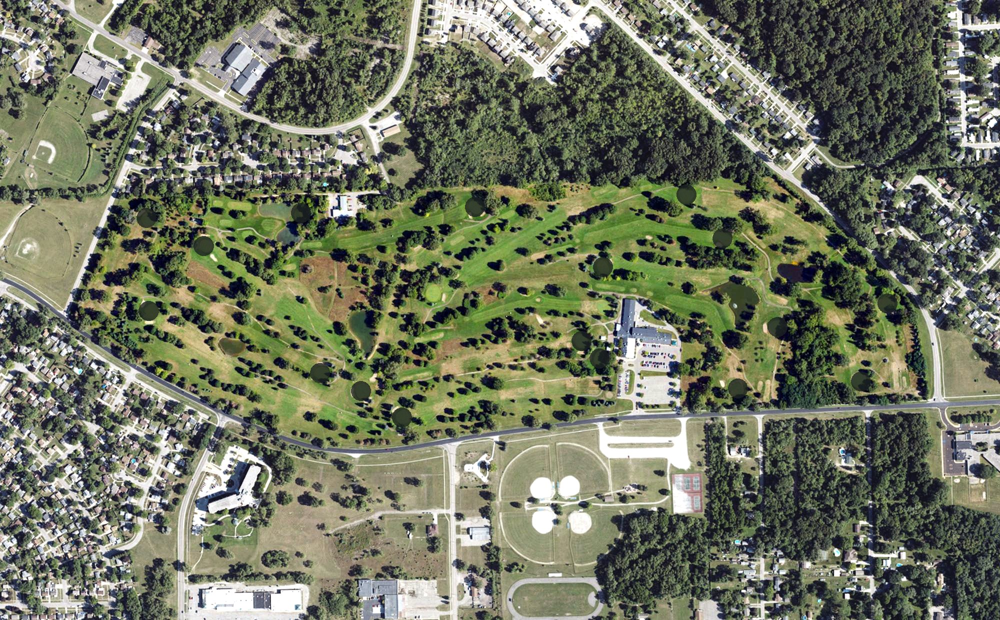Aerial view of Green Oaks Golf Course, MI