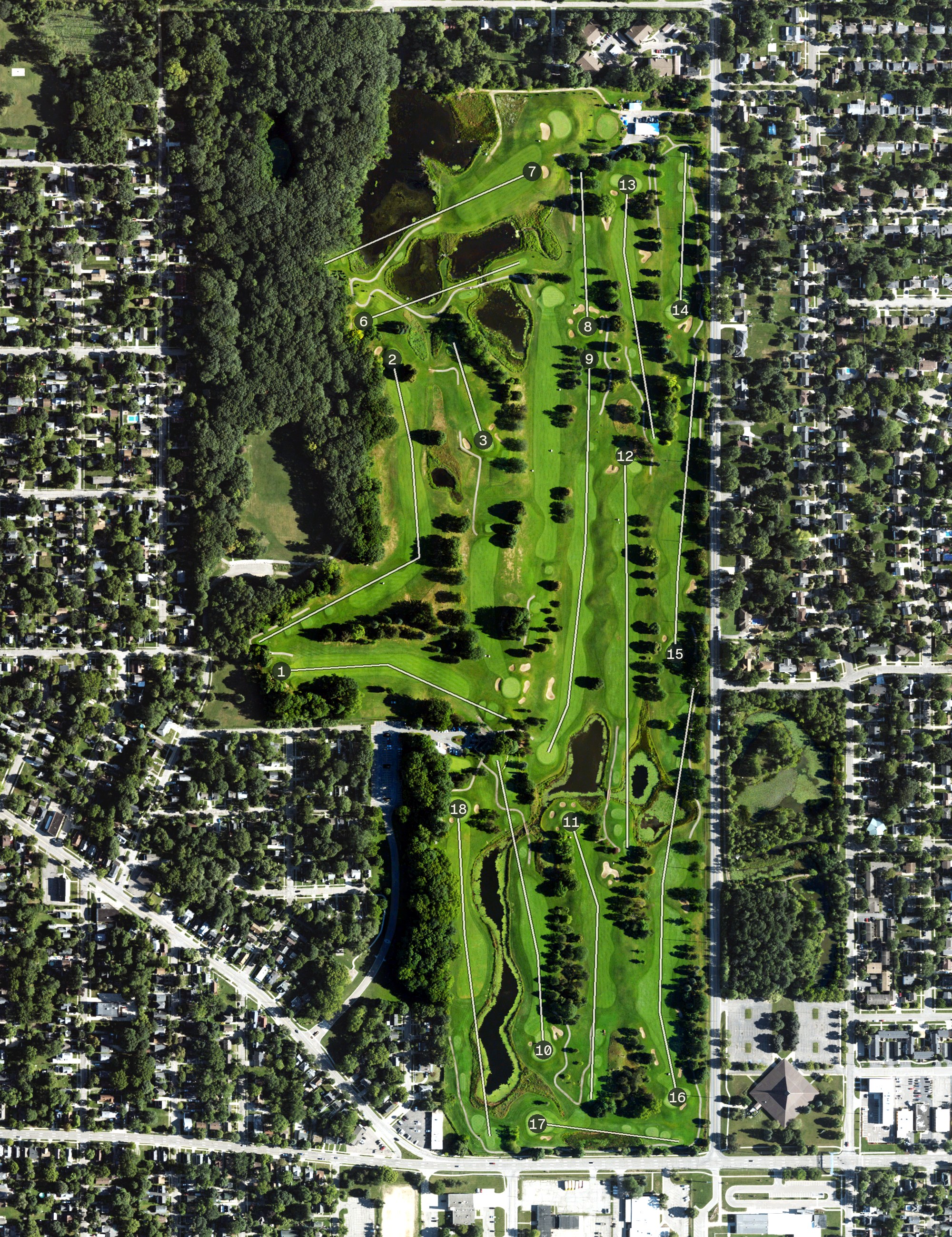 Aerial view of Groesbeck Golf Course, MI
