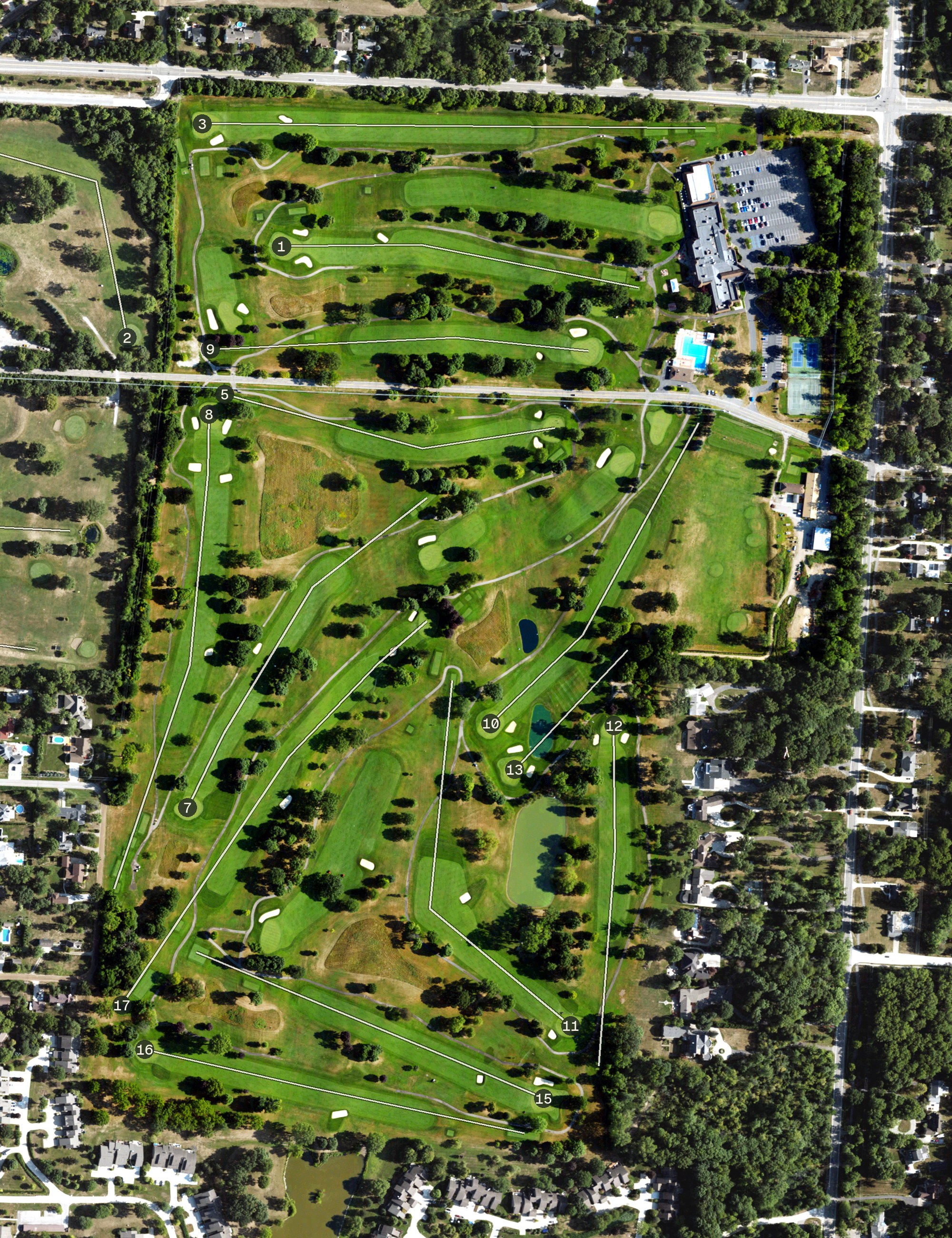 Aerial view of Grosse Ile Golf & Country Club, MI