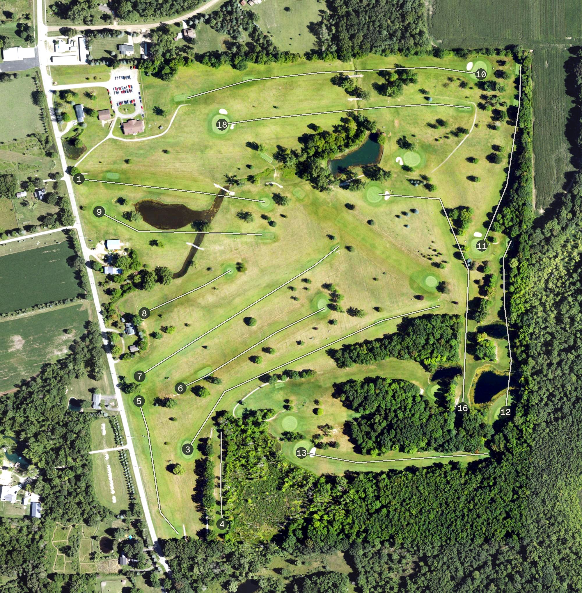 Aerial view of Hadley Acres Golf Club, MI