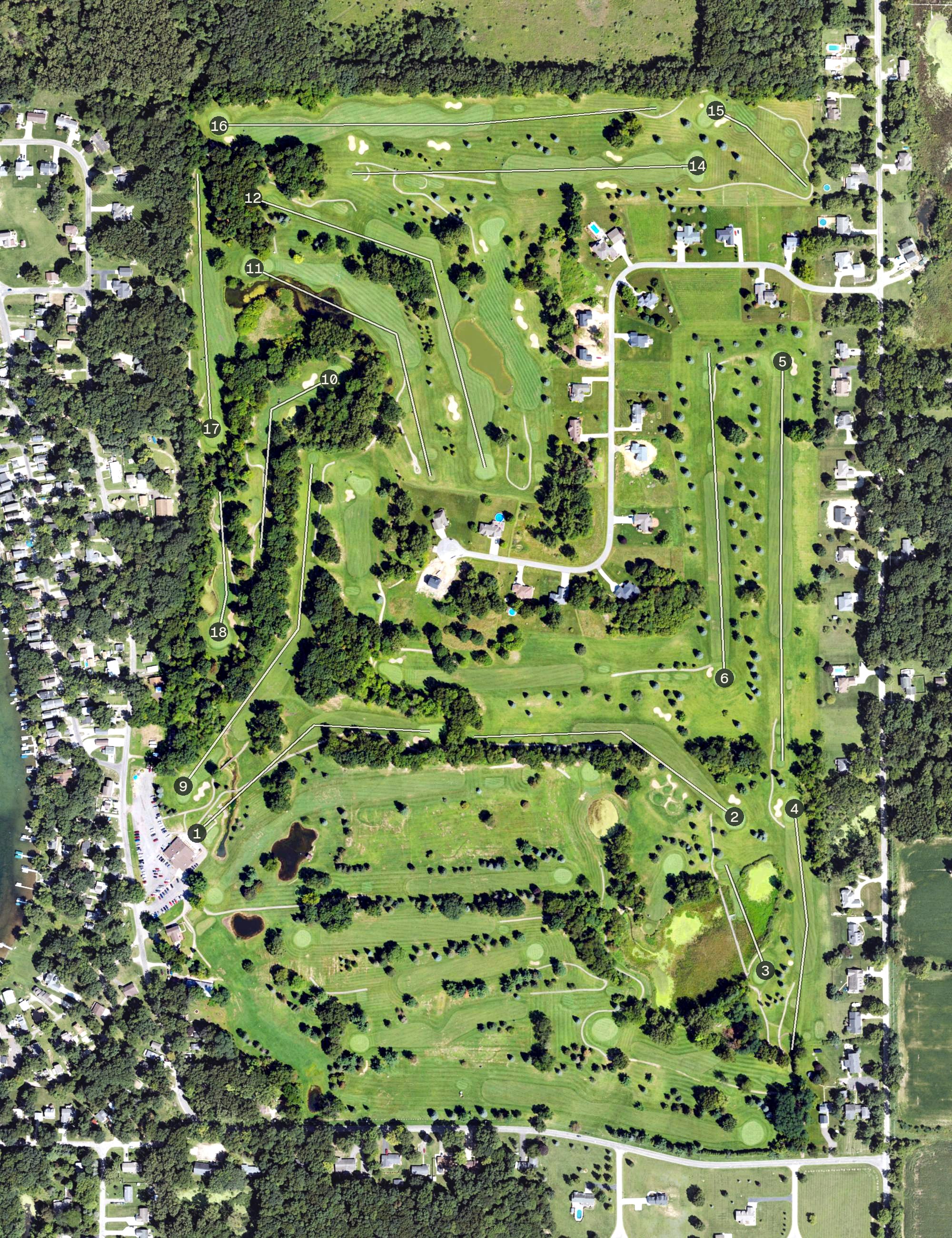 Aerial view of Hankerd Hills Golf Course, MI