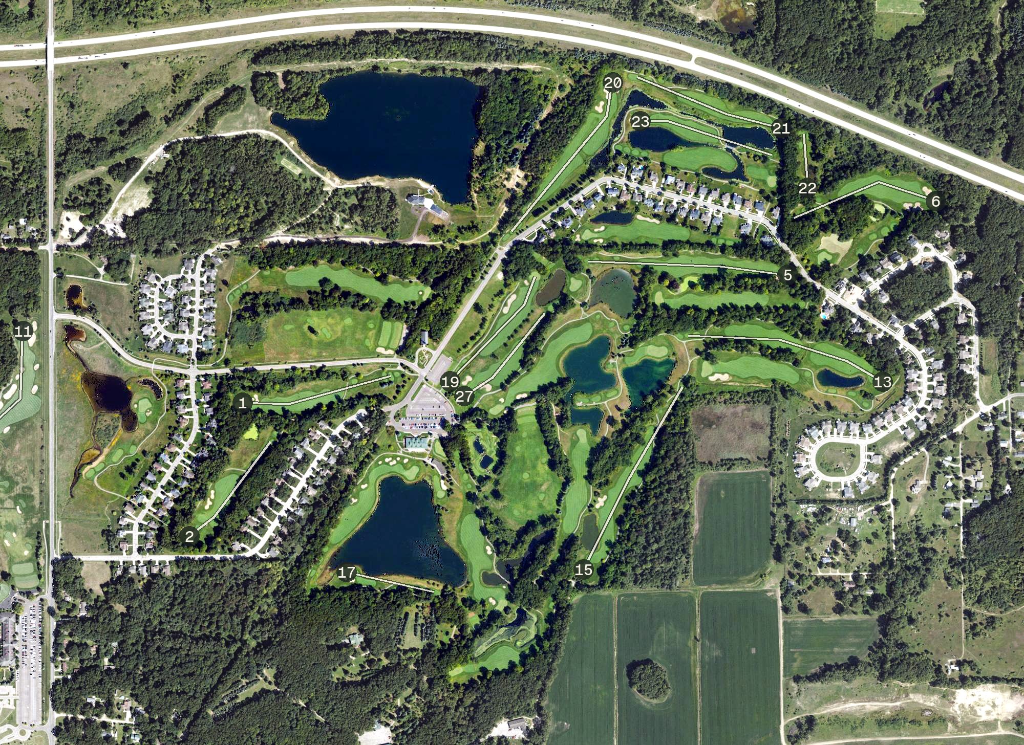 Aerial view of Hawk Hollow Golf Course, MI