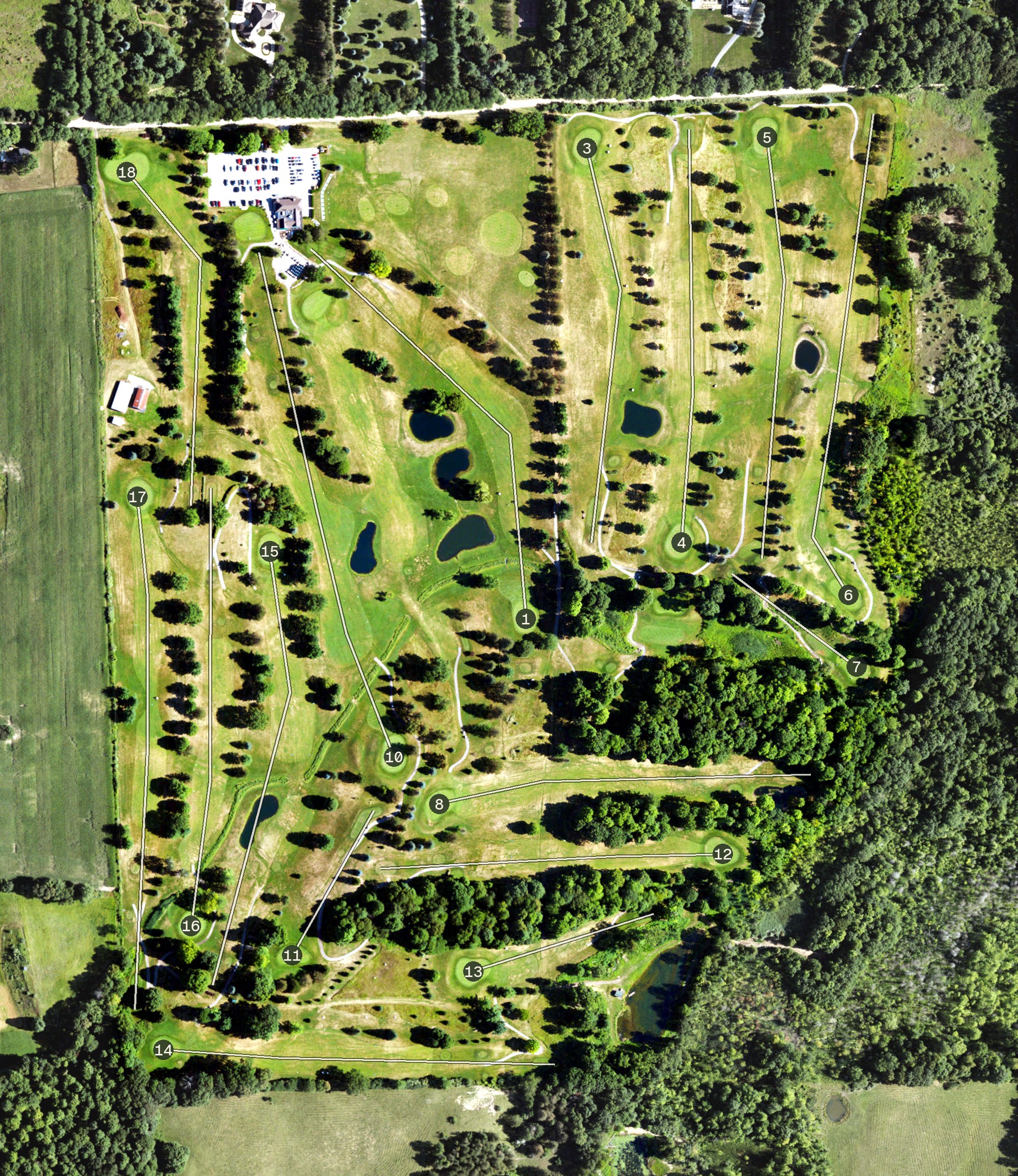 Aerial view of Heather Hills Golf Course, MI