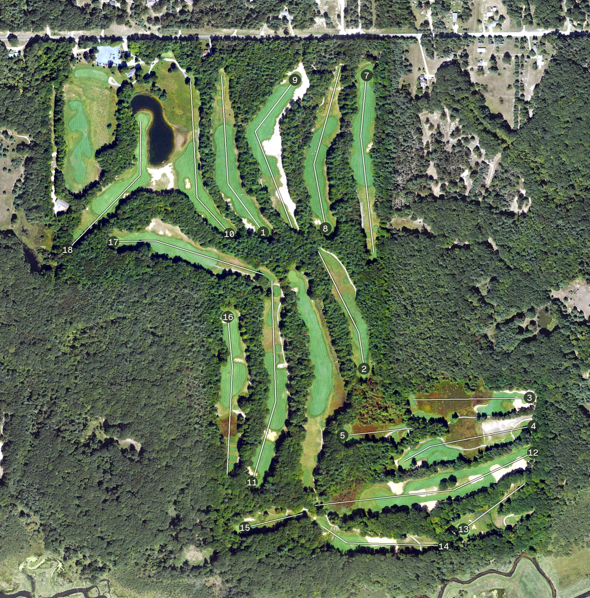 Aerial view of Hemlock Golf Club, MI