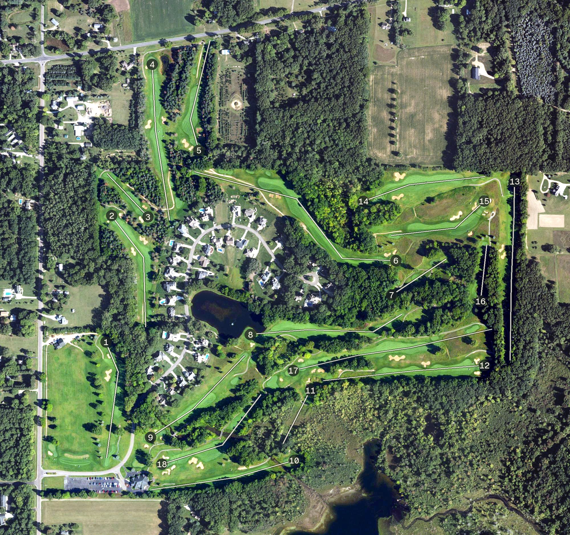 Aerial view of Heritage Glen Golf Club, MI