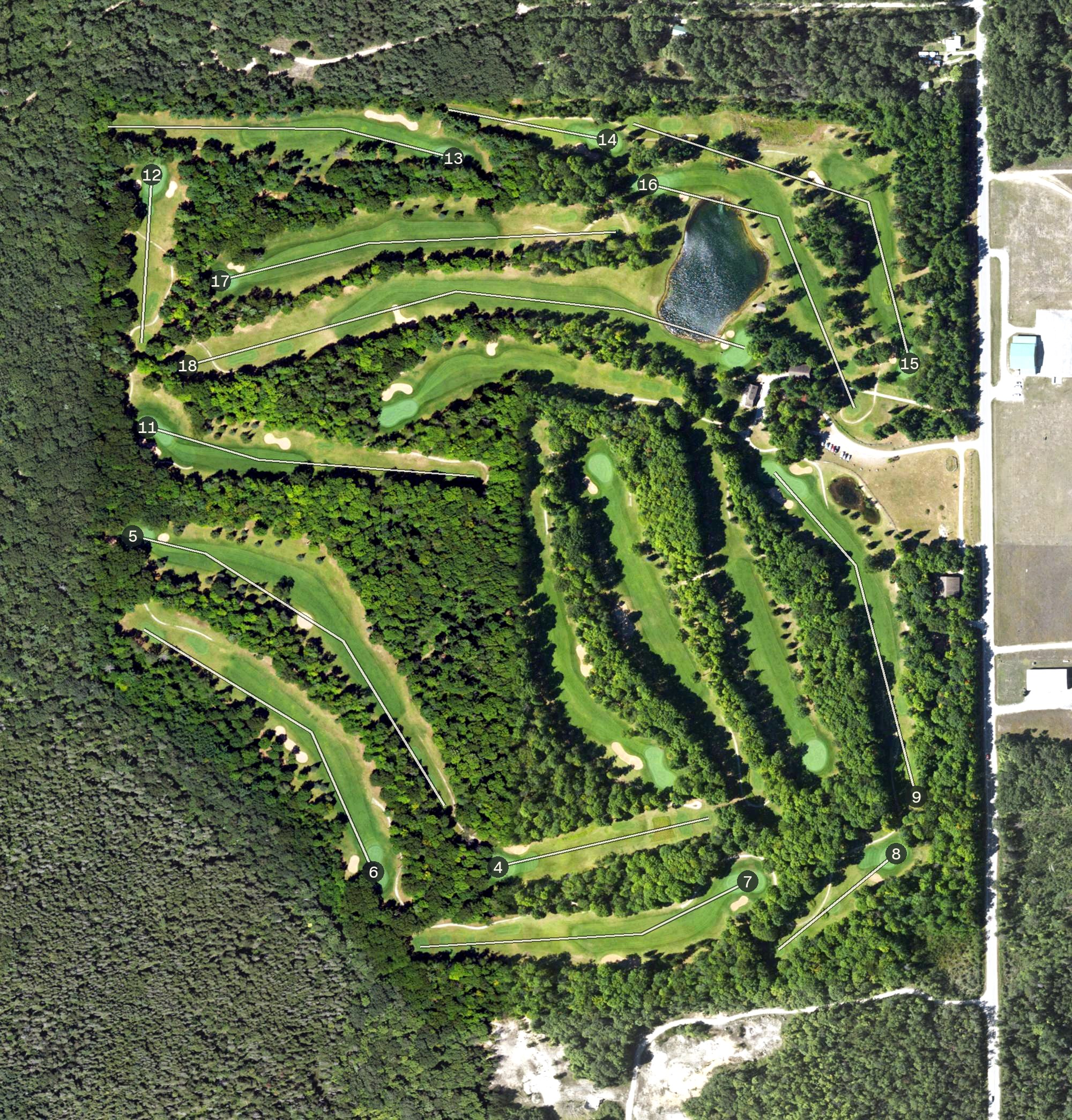 Aerial view of Hessel Ridge Golf, MI
